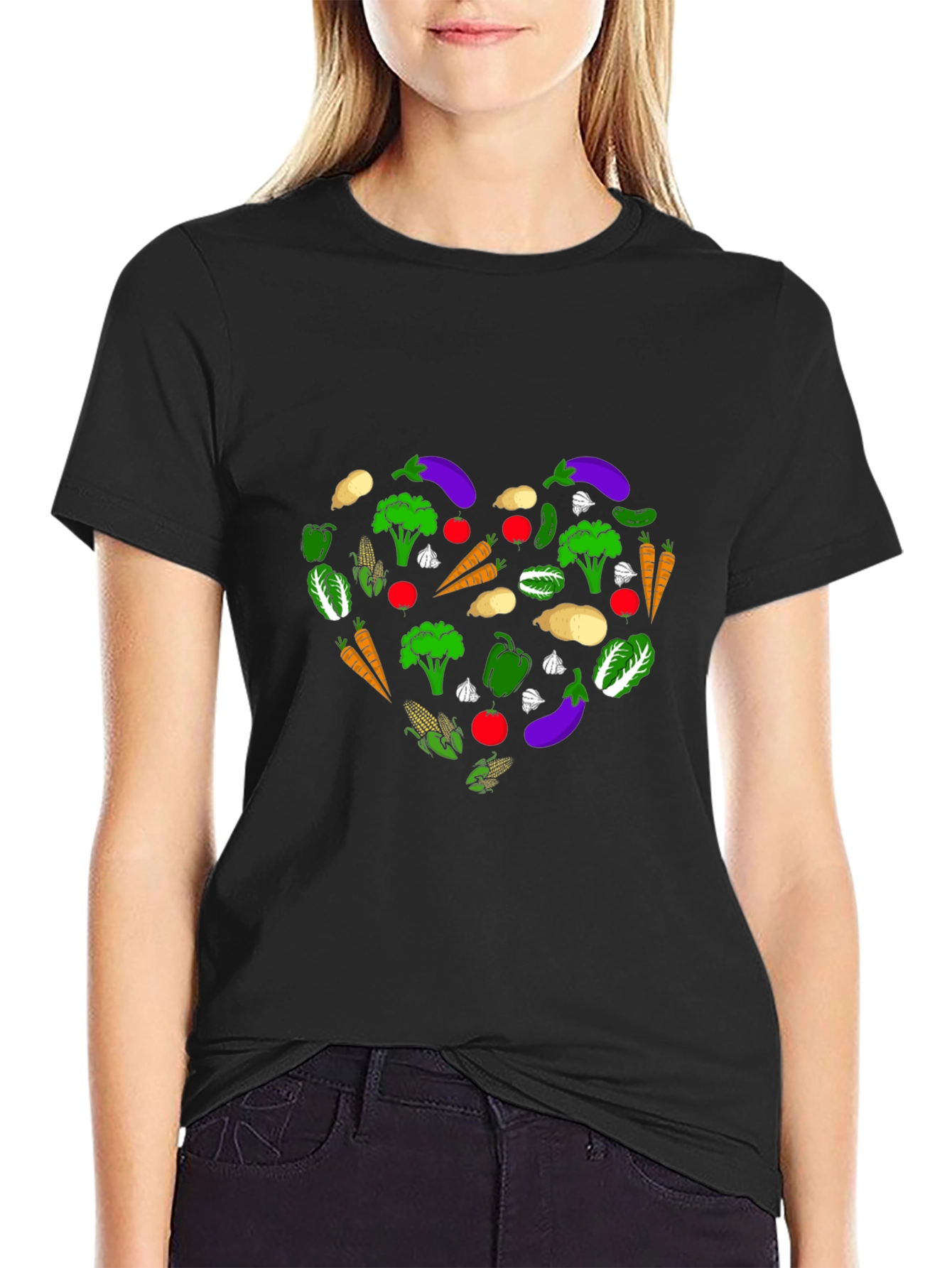 Vegetable Heart T-Shirt - Black Graphic Tee