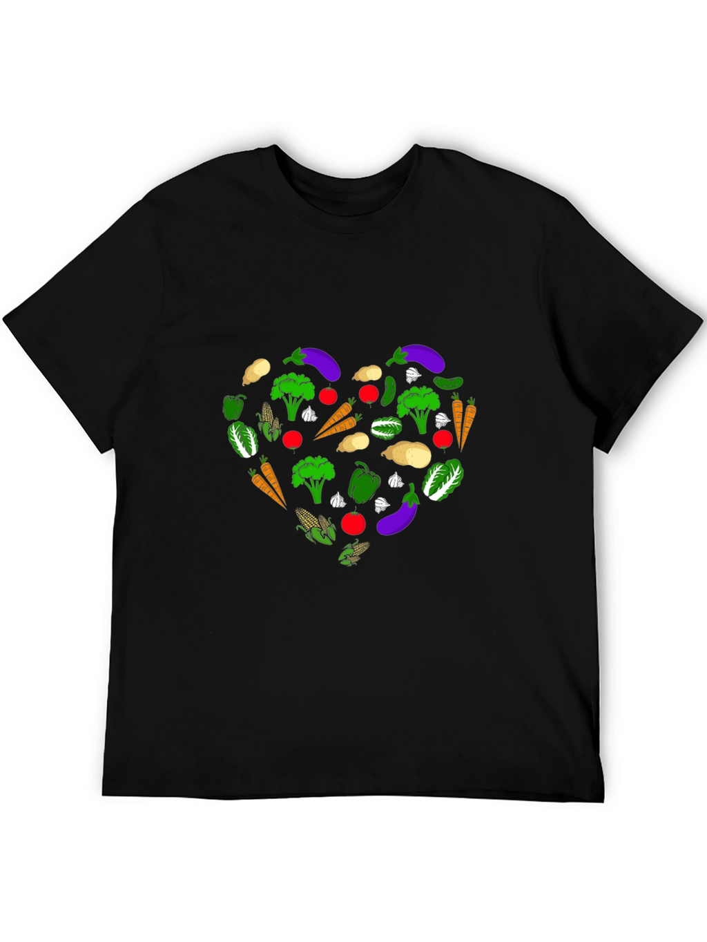 Vegetable Heart T-Shirt - Black Graphic Tee