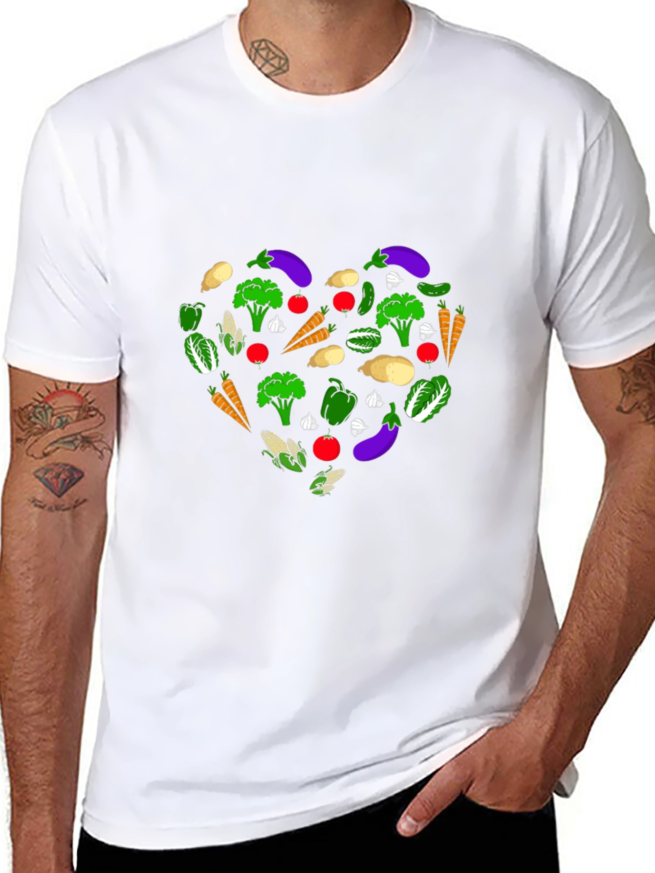 Vegetable Heart T-Shirt - Black Graphic Tee