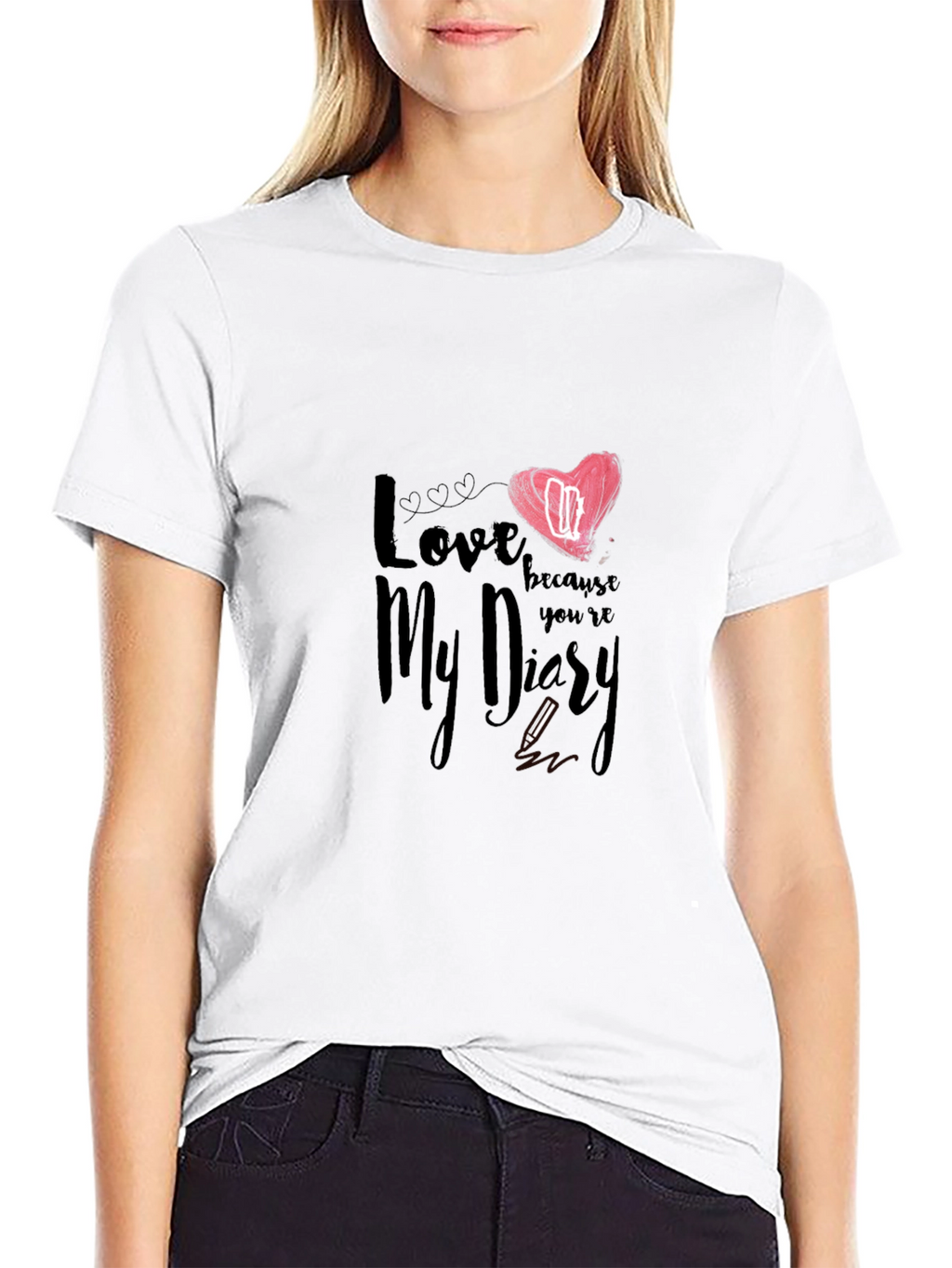 Love Diary Graphic Black Tee Shirt