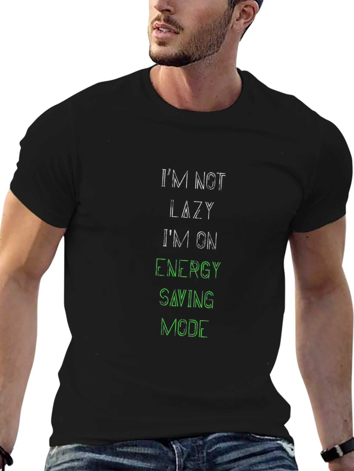 Im Not Lazy Black Graphic Tee