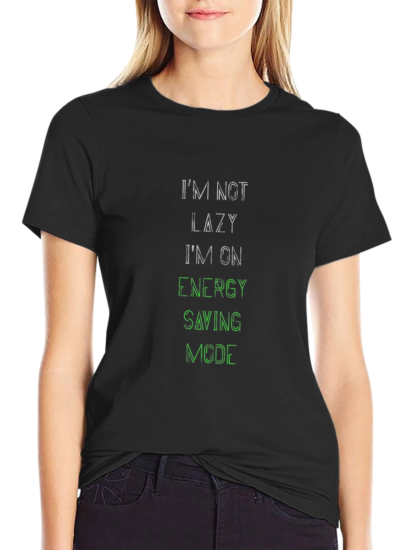 Im Not Lazy Black Graphic Tee