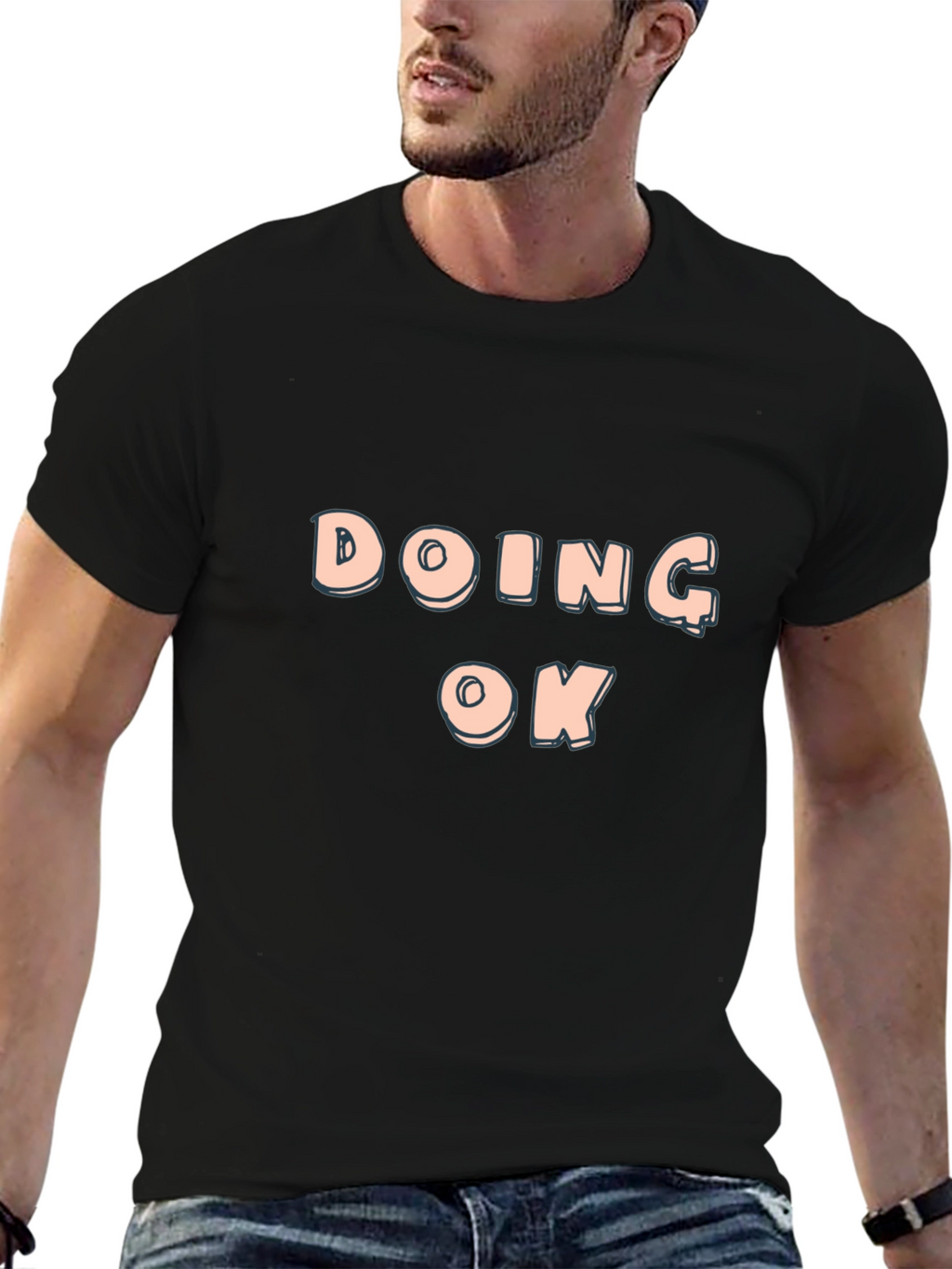 Doing OK Black T-Shirt - Casual Comfort