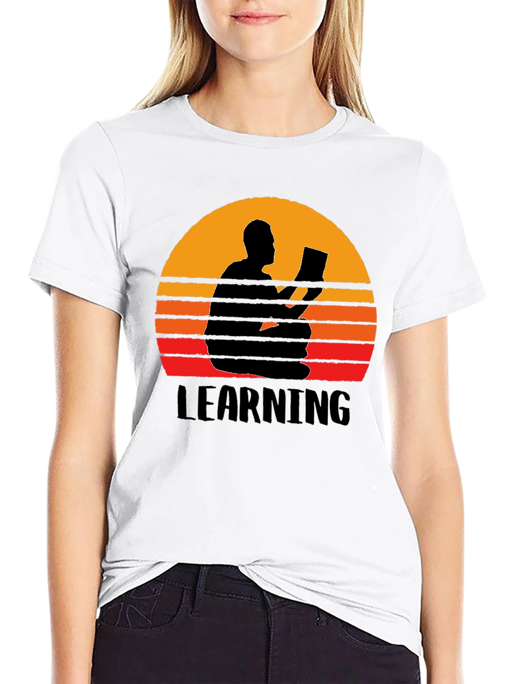Learning Sunset Graphic Tee - Black