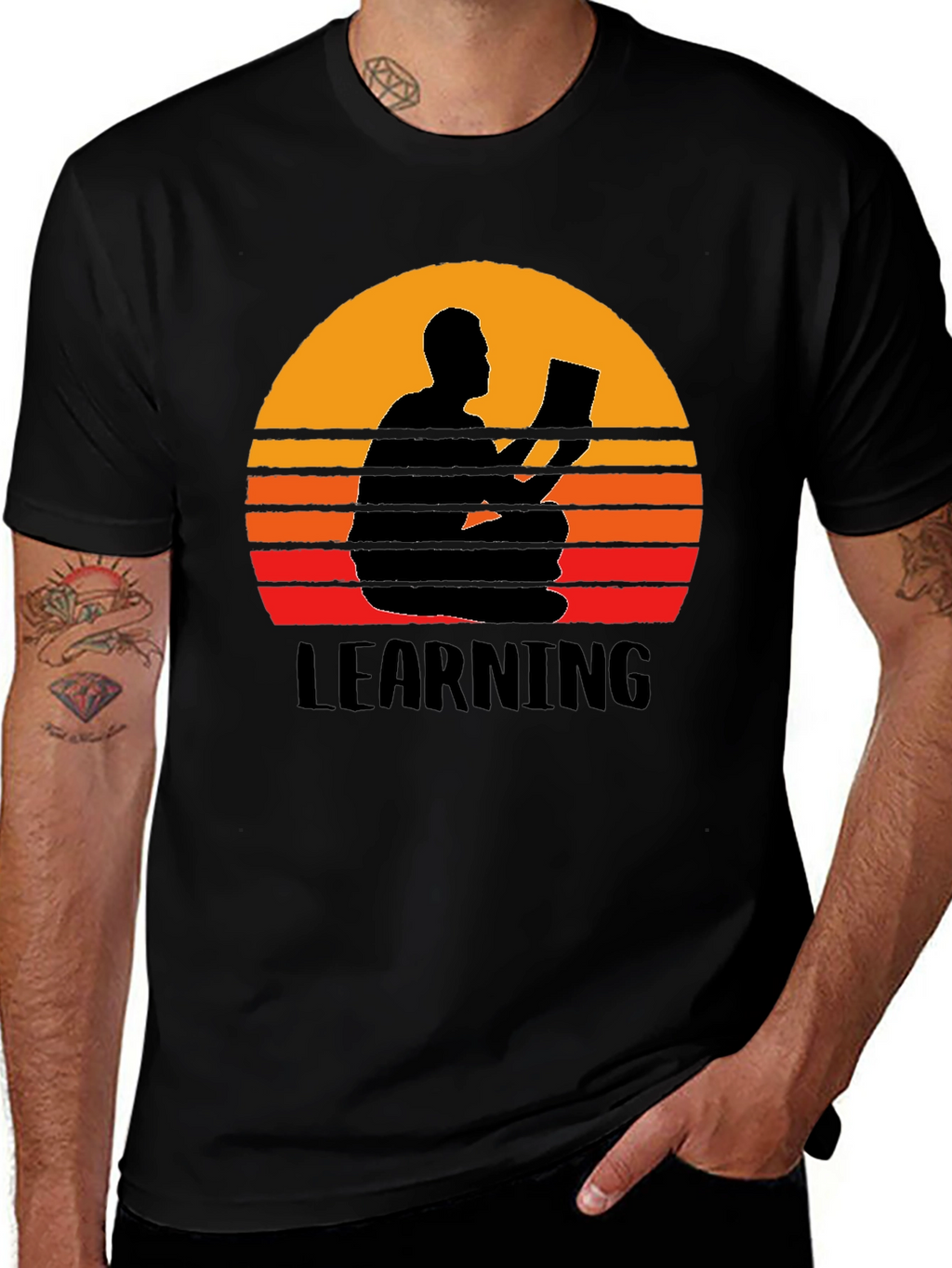 Learning Sunset Graphic Tee - Black