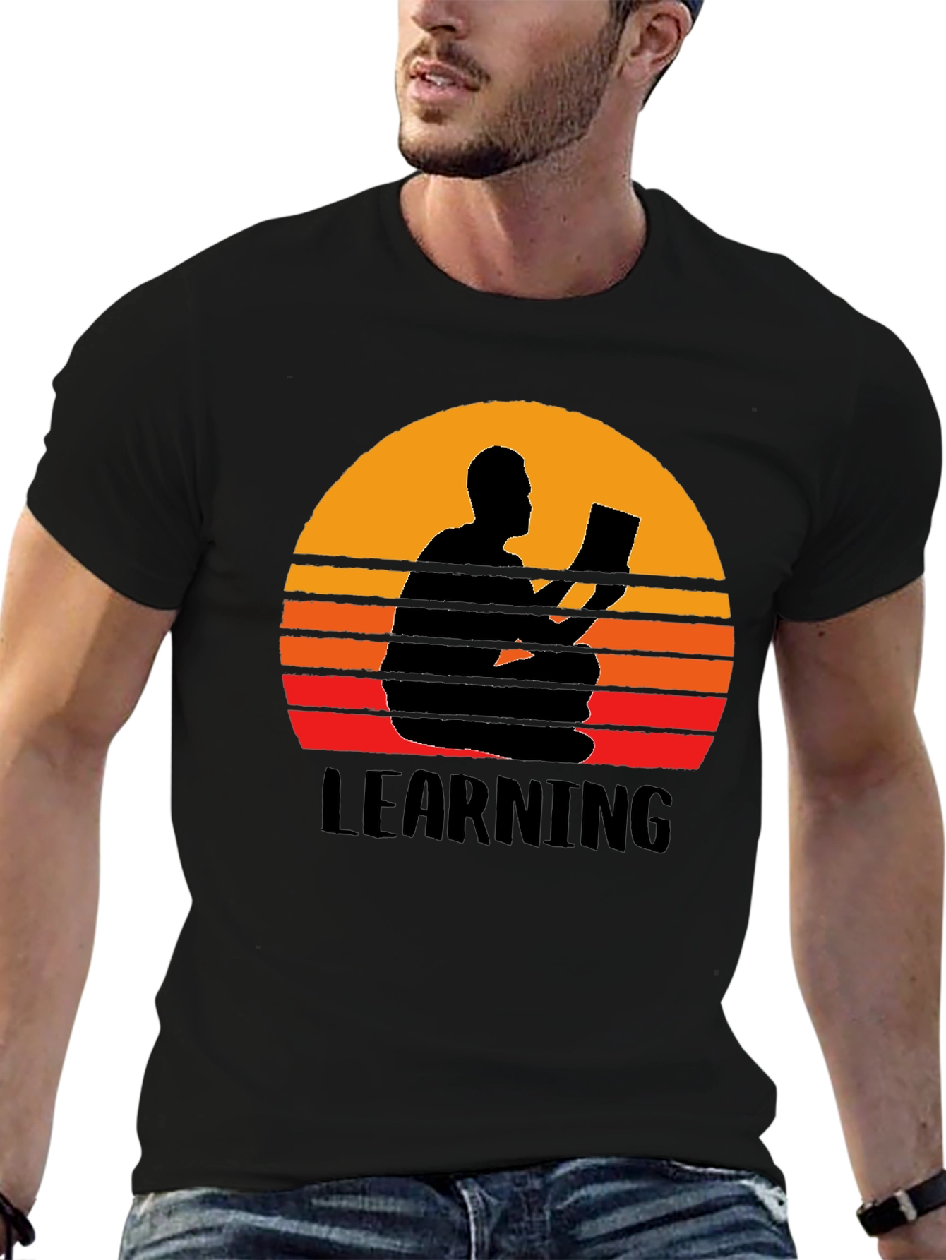 Learning Sunset Graphic Tee - Black