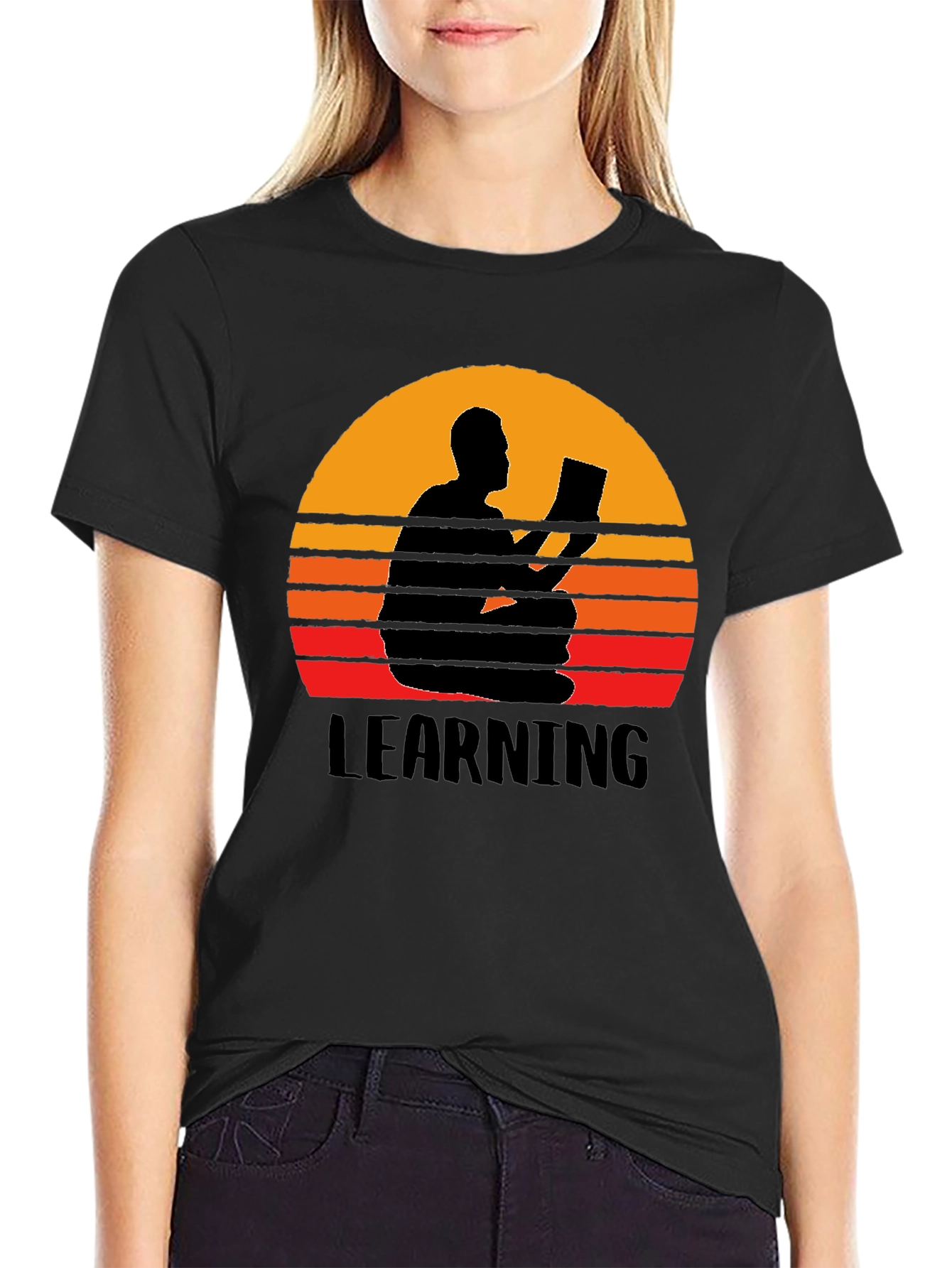 Learning Sunset Graphic Tee - Black