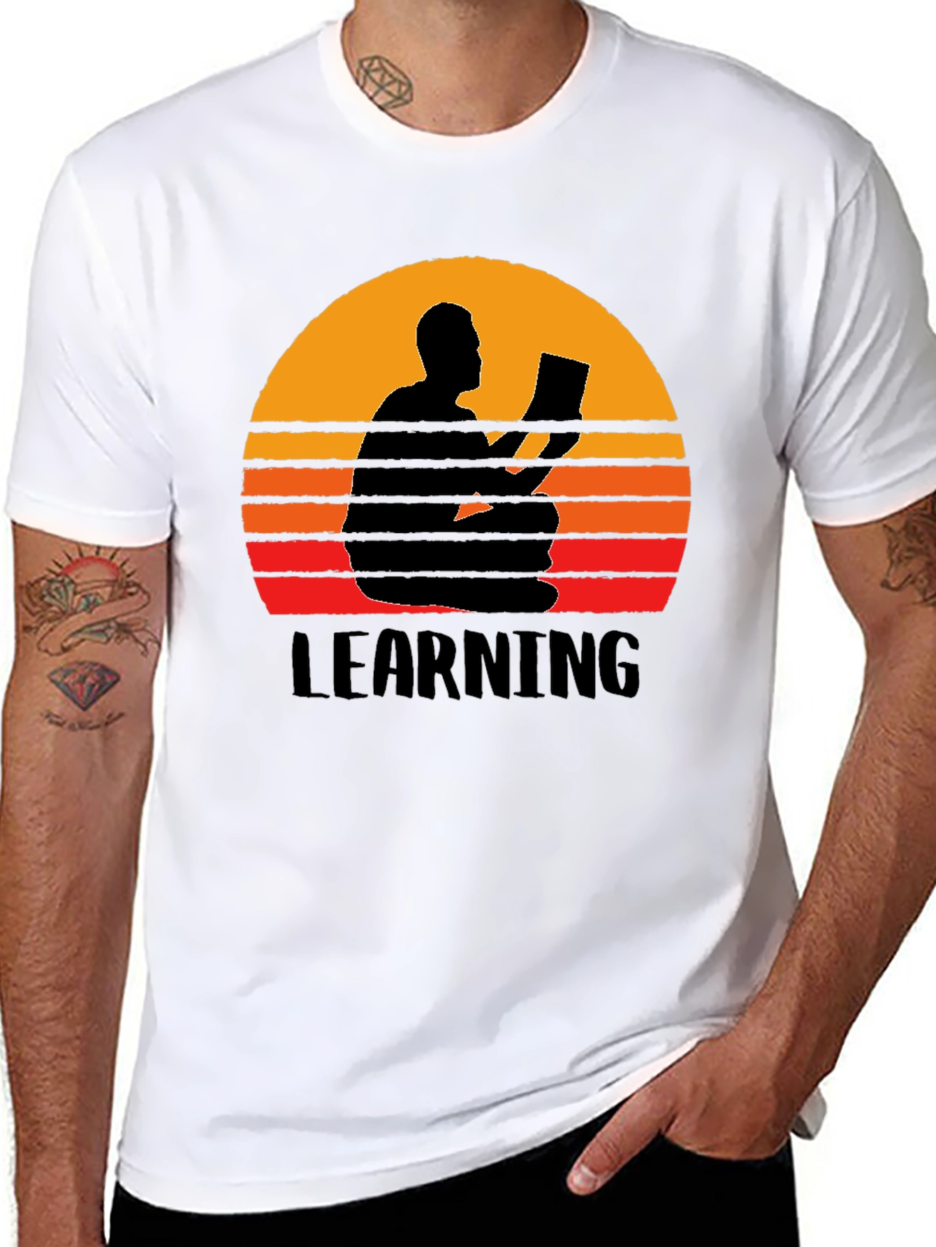 Learning Sunset Graphic Tee - Black