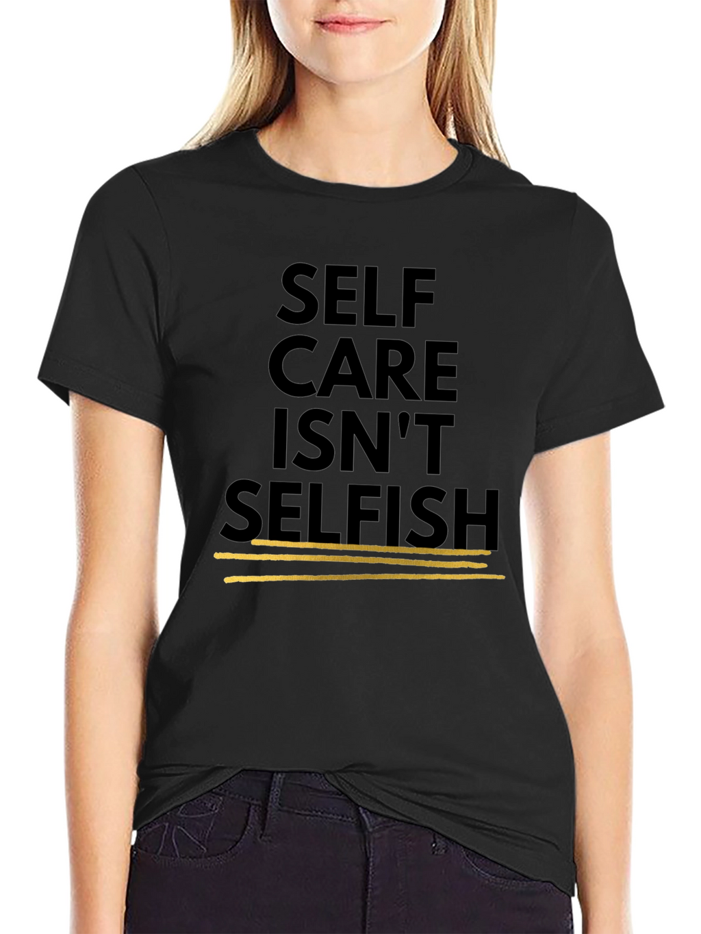 Self Care Isnt Selfish Black Graphic Tee