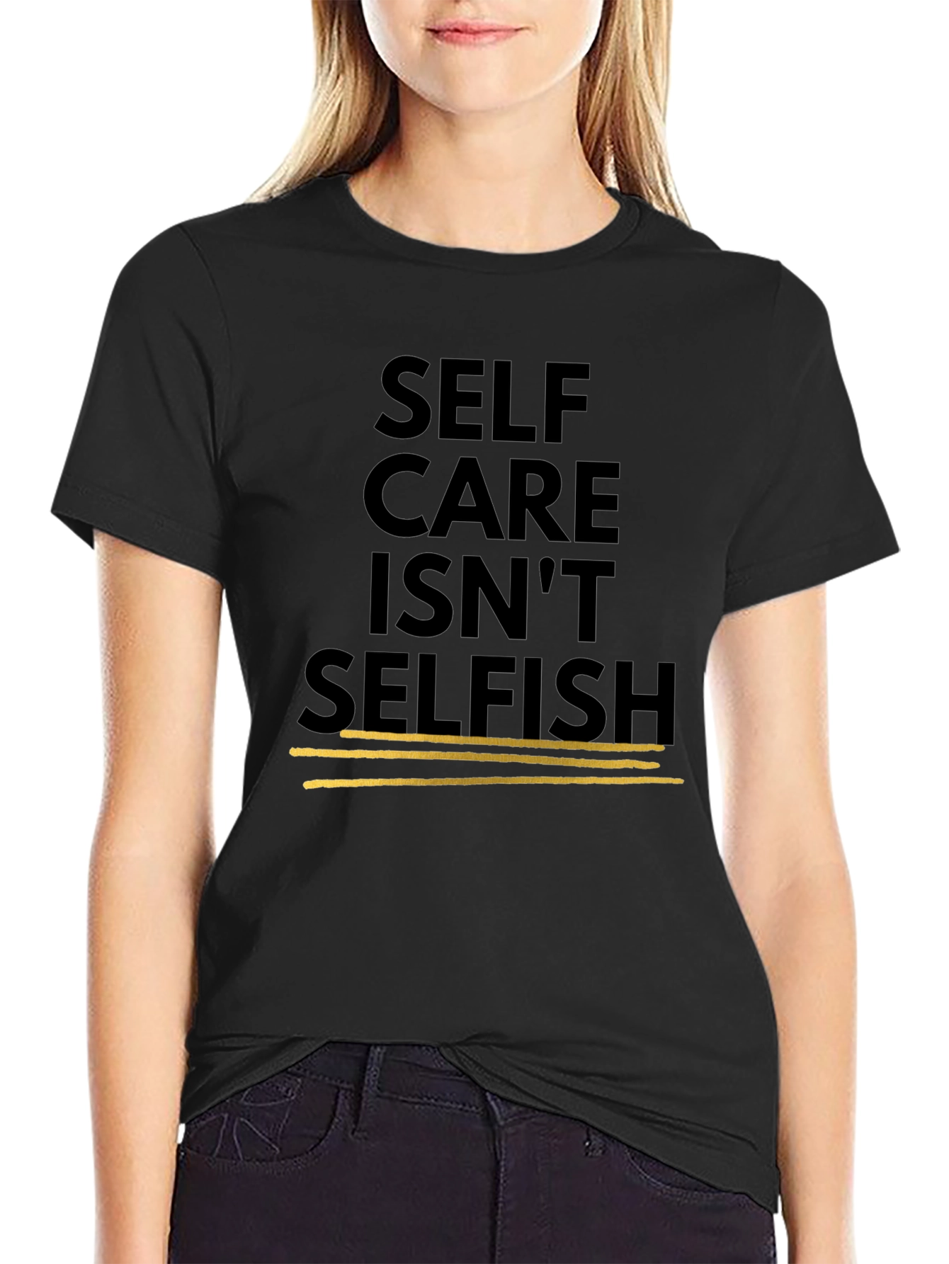Self Care Isnt Selfish Black Graphic Tee