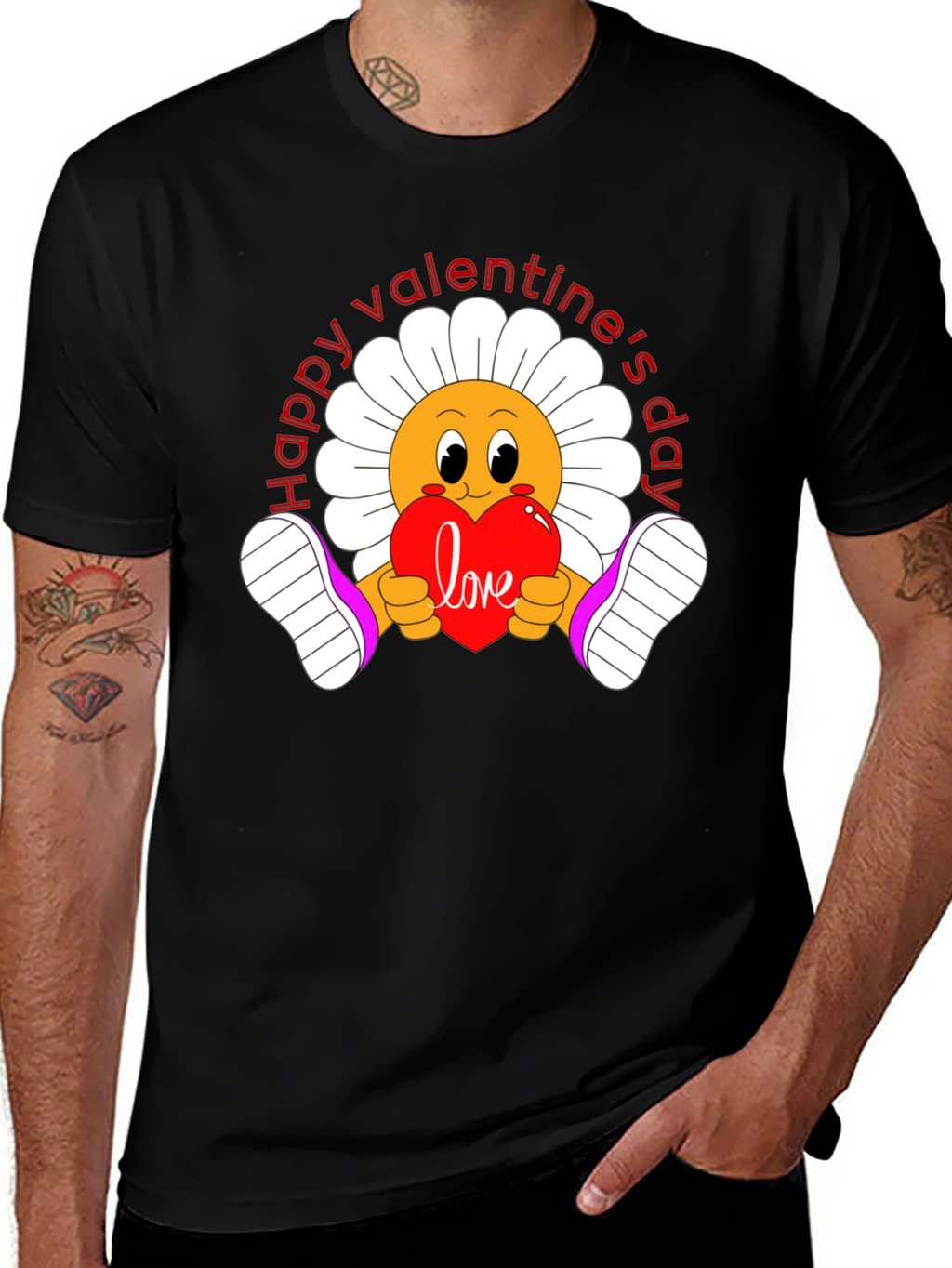 Happy Valentines Day Flower Graphic Tee
