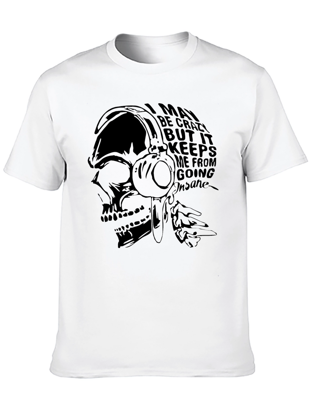 Skull Headphones Graphic Tee - Crazy But Sane