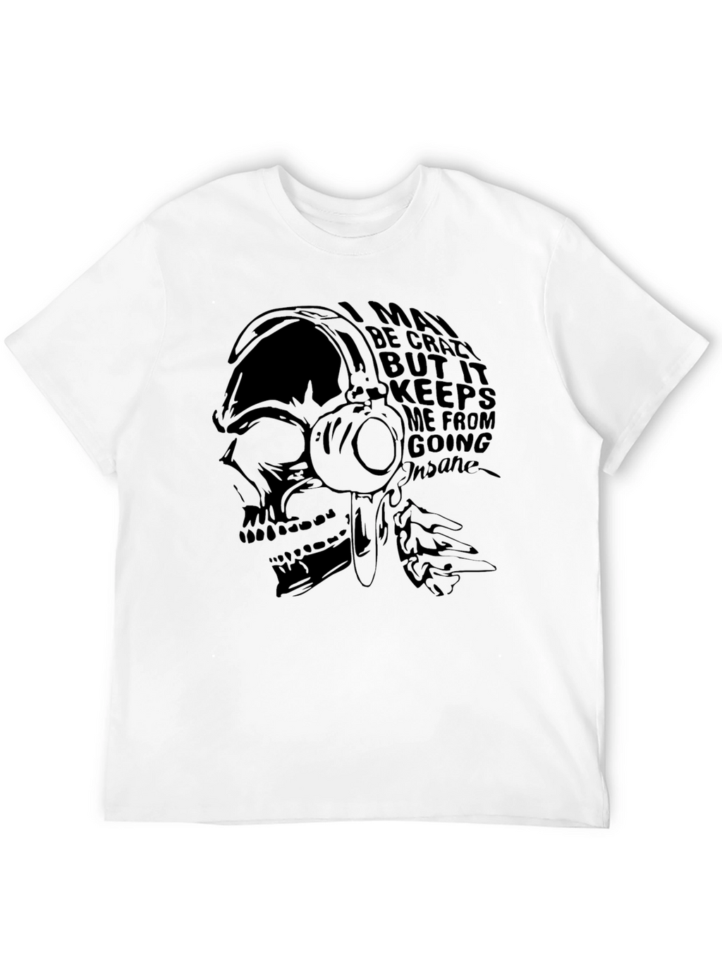 Skull Headphones Graphic Tee - Crazy But Sane