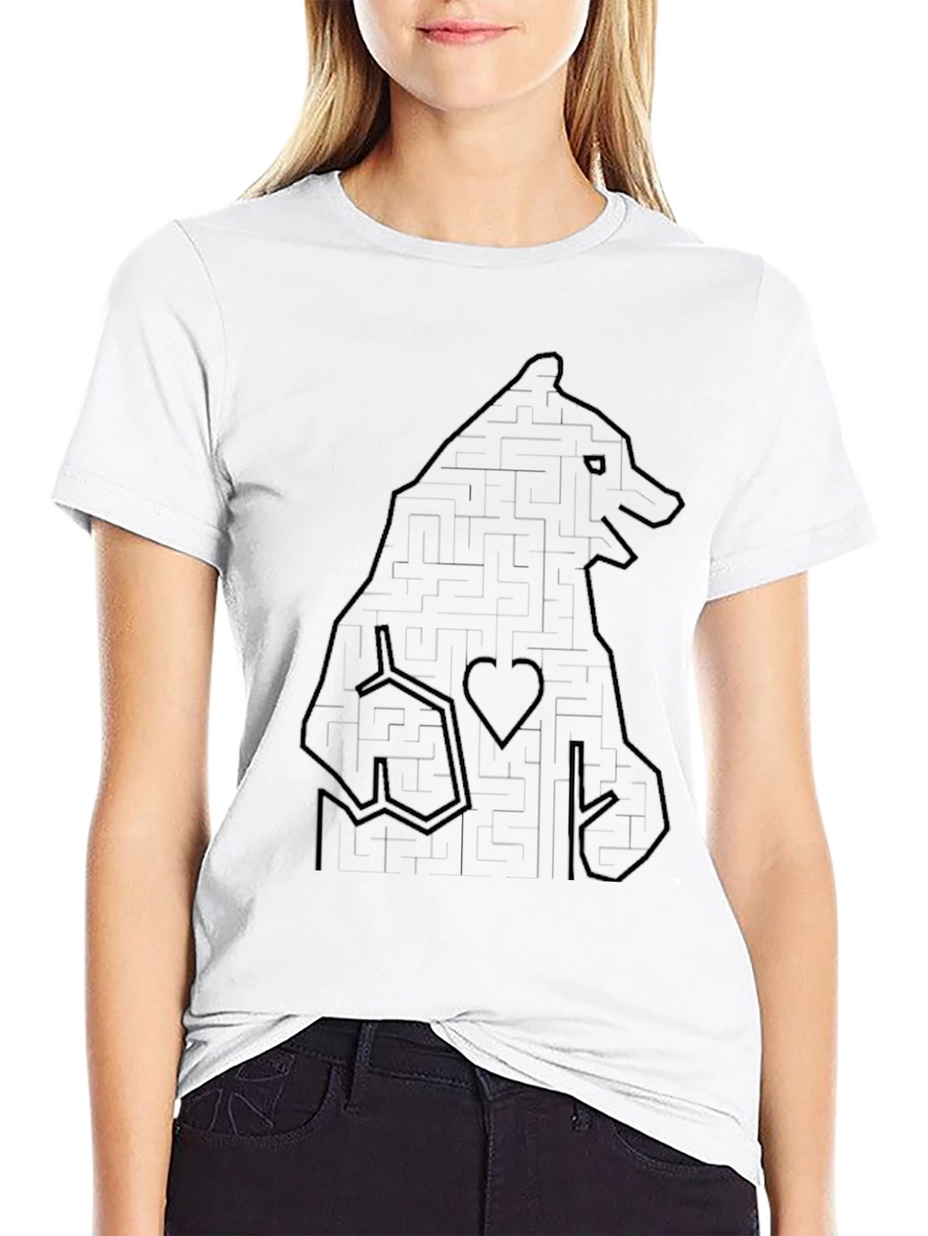 Bear Maze Graphic Black T-Shirt