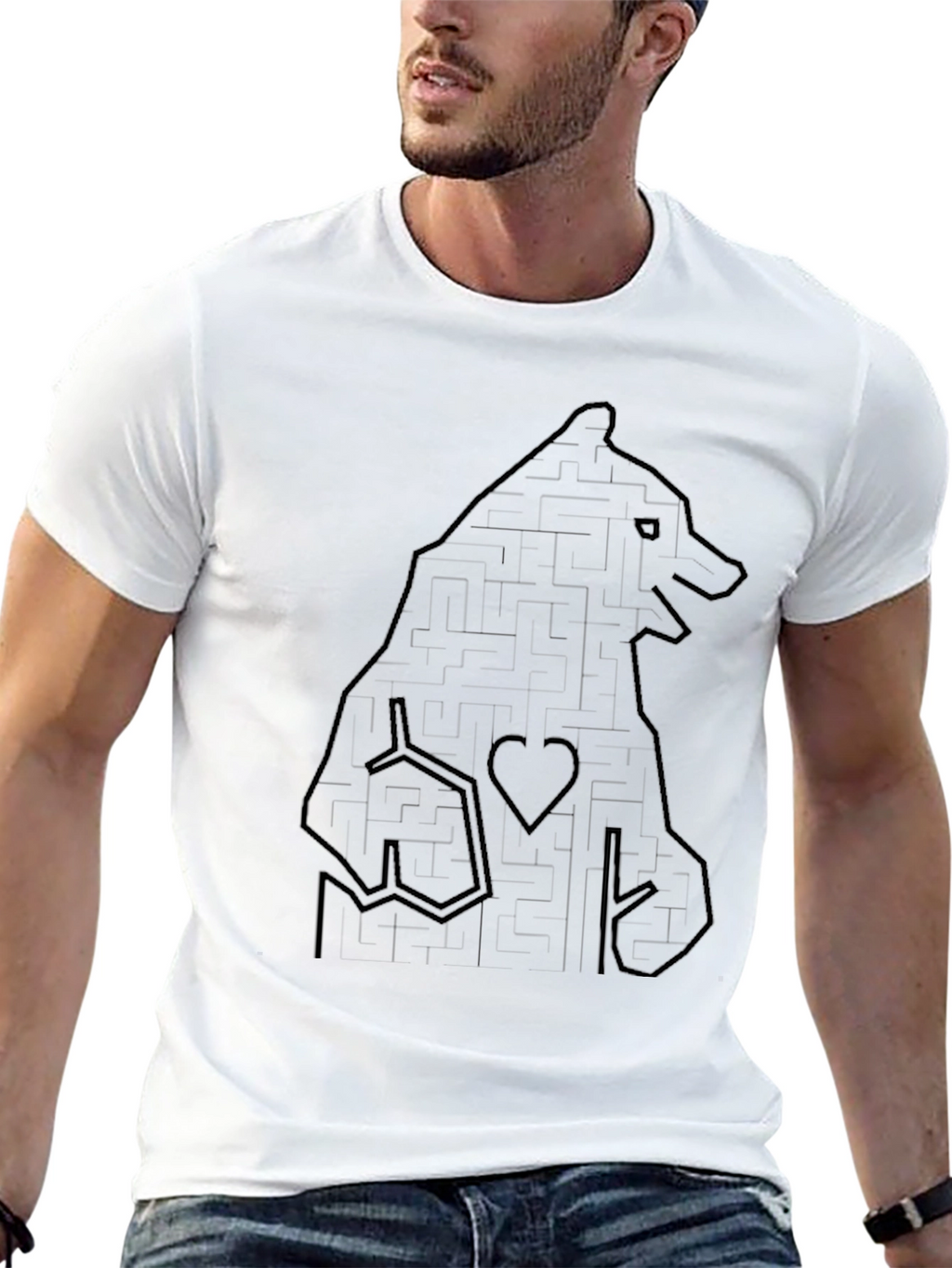 Bear Maze Graphic Black T-Shirt