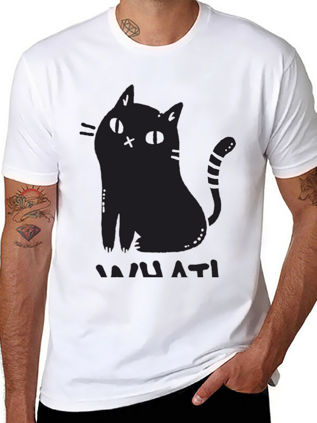 Black Cat Graphic Print T-Shirt - Mamati