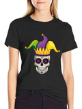 Mardi Gras Skull T-Shirt - Jester Sugar Skull Tee