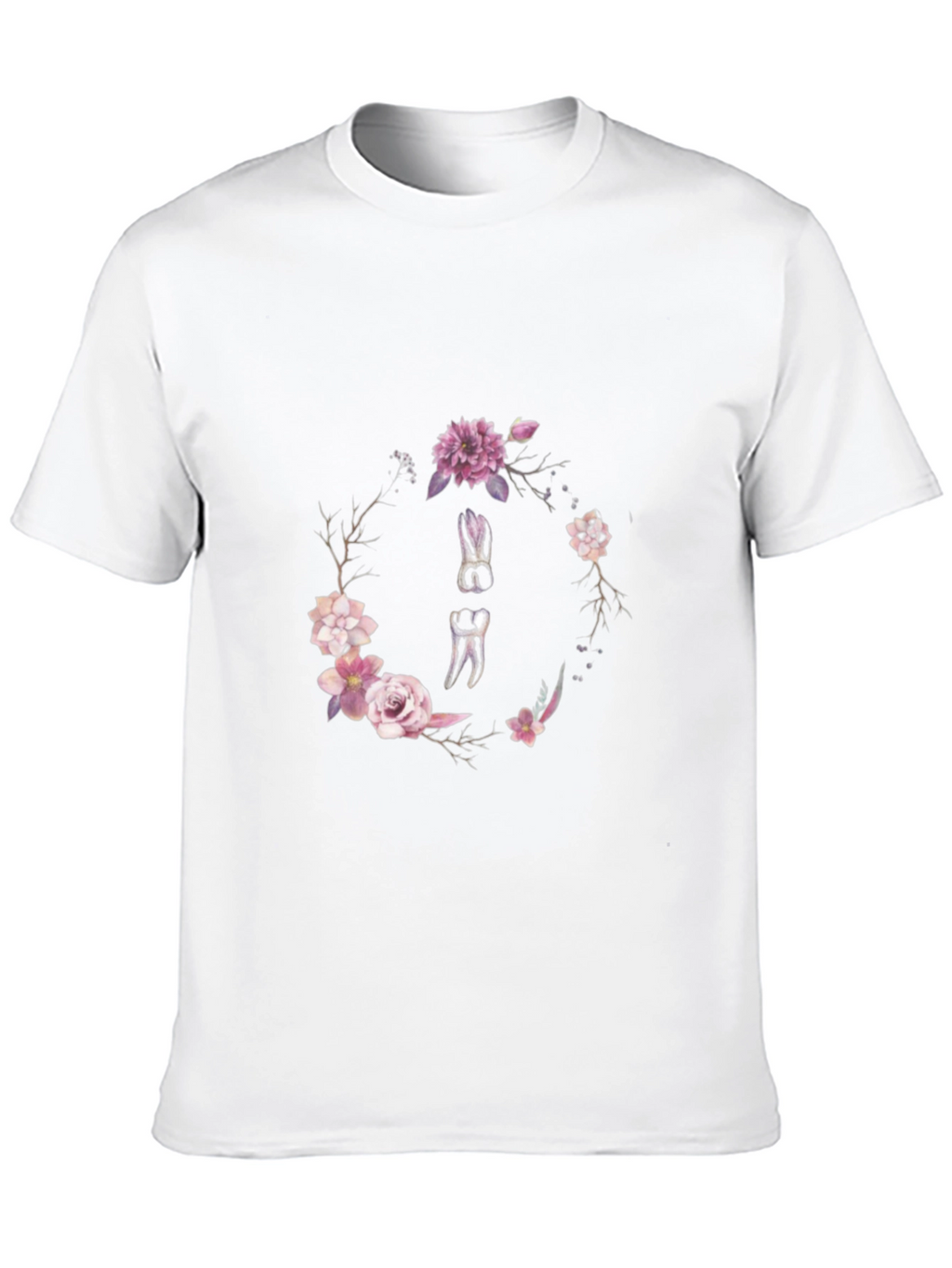 Floral Dental Wreath T-Shirt - Black Cotton Tee