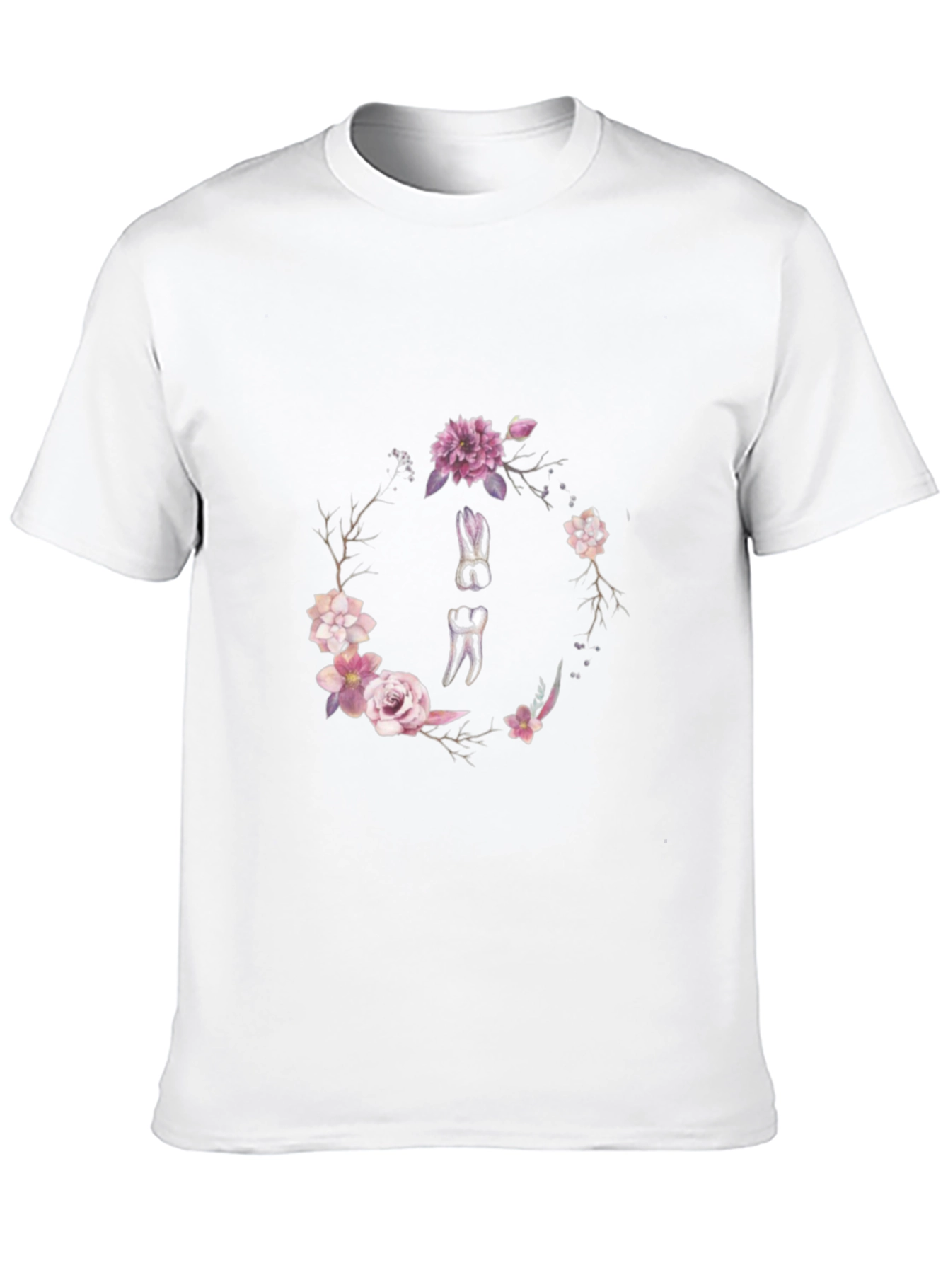 Floral Dental Wreath T-Shirt - Black Cotton Tee