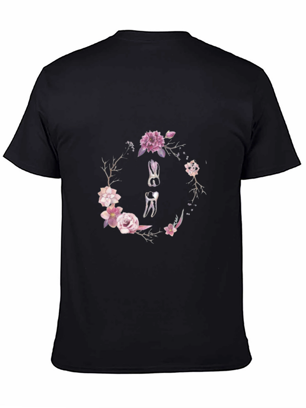 Floral Dental Wreath T-Shirt - Black Cotton Tee