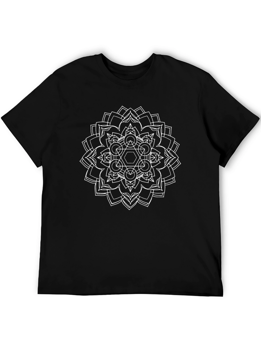 Geometric Mandala Graphic Tee - Black T-Shirt