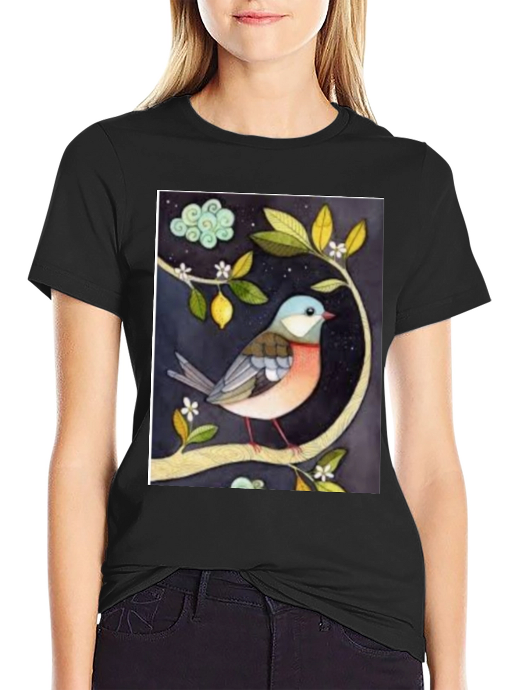Bird on Branch Graphic T-Shirt