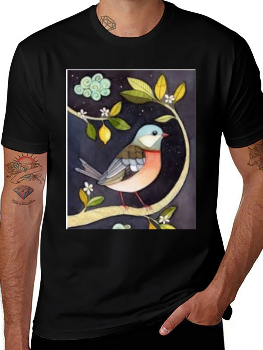 Bird on Branch Graphic T-Shirt