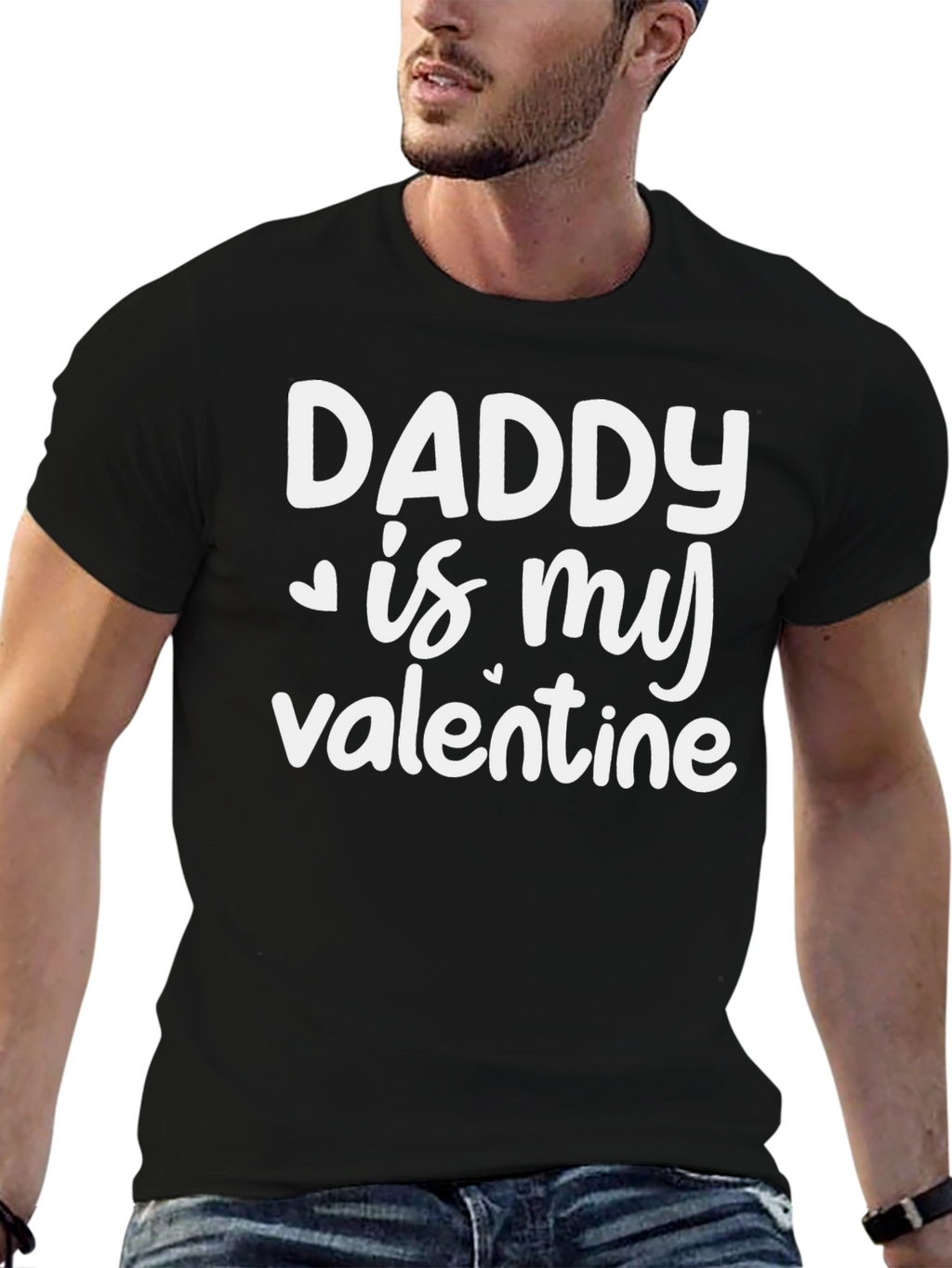 Daddy is My Valentine Black T-Shirt