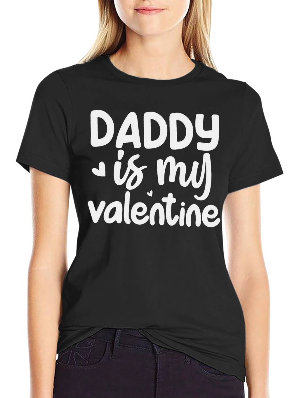 Daddy is My Valentine Black T-Shirt