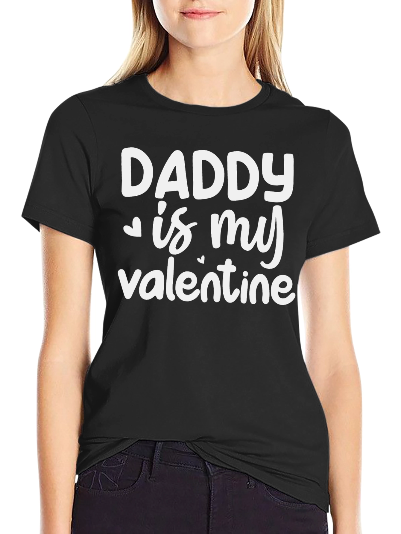 Daddy is My Valentine Black T-Shirt
