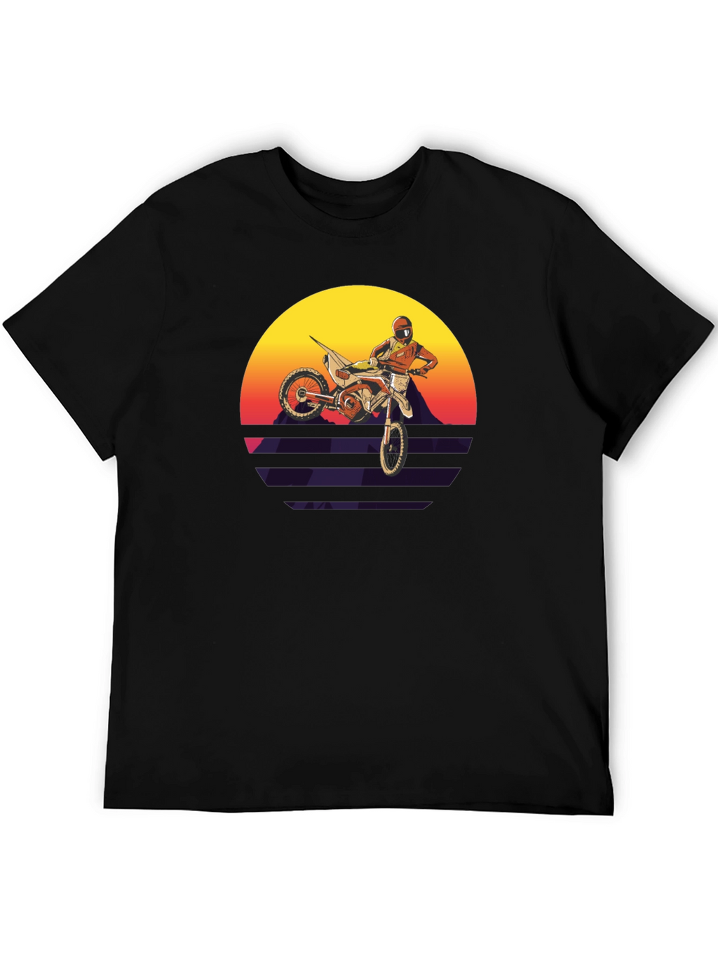 Motocross Sunset Graphic Tee - Retro Dirt Bike Shirt