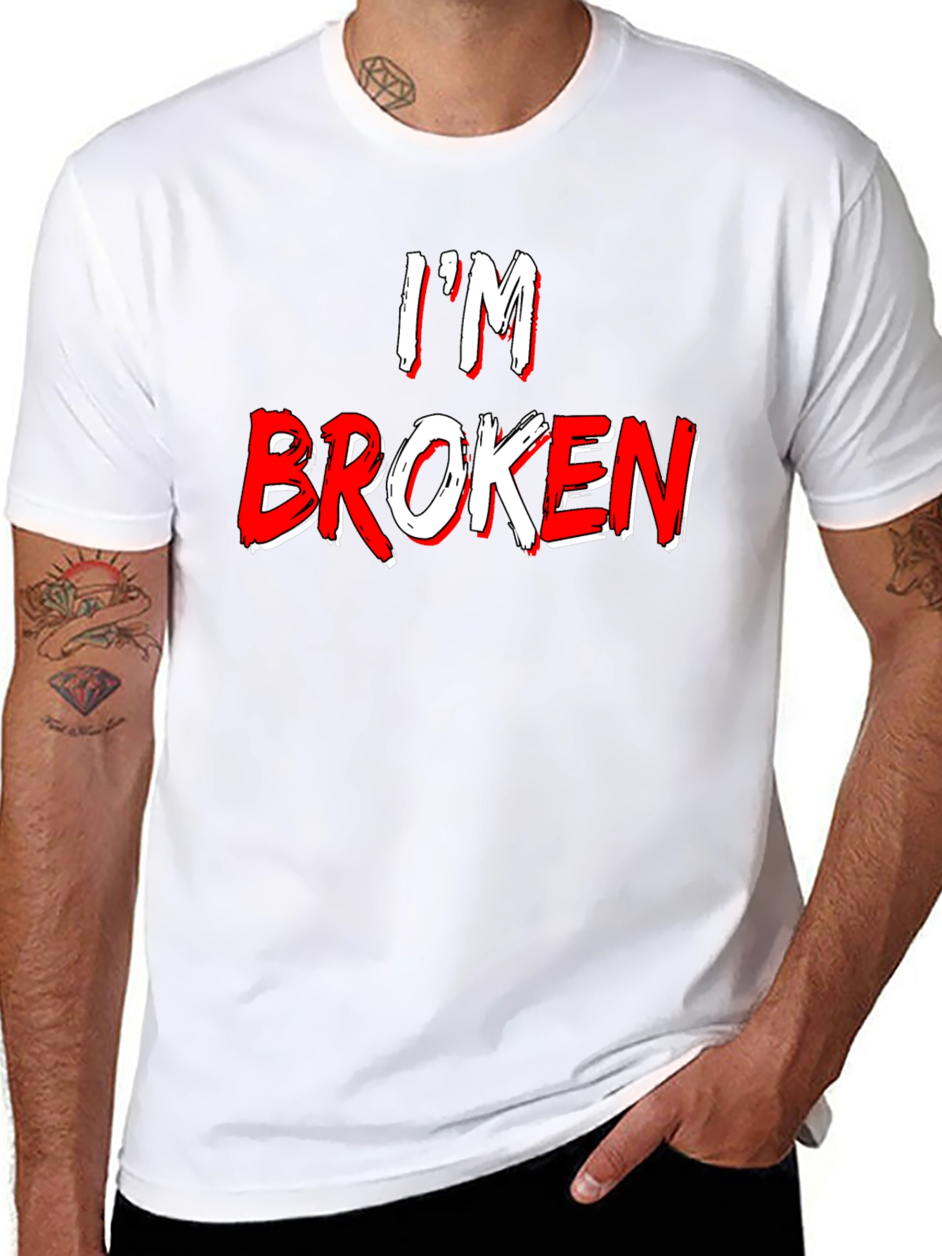 Im Broken Graphic Tee - Black Crew Neck T-Shirt