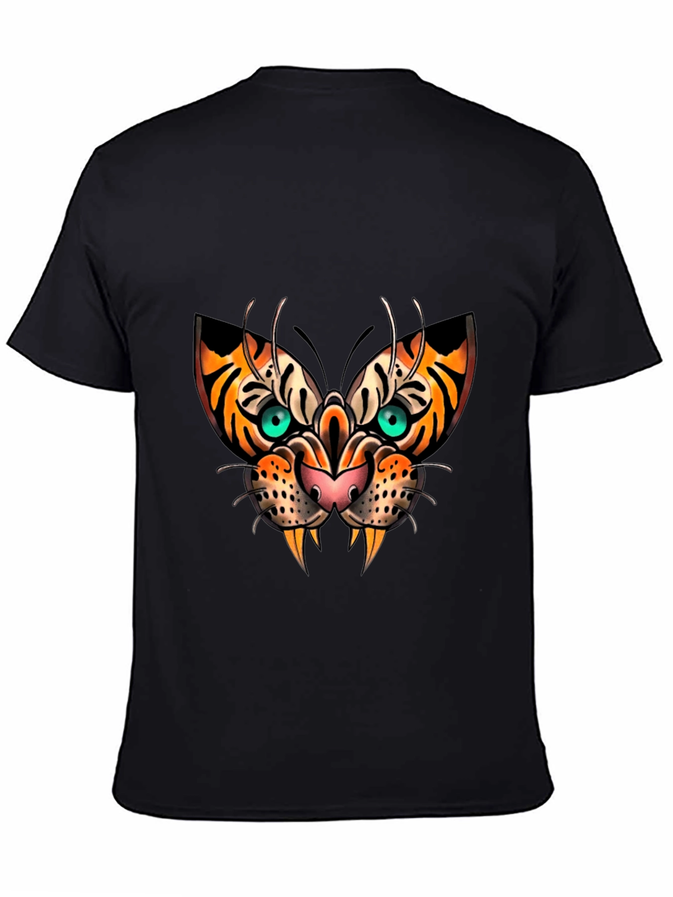 Tiger Face Graphic Print Black T-Shirt