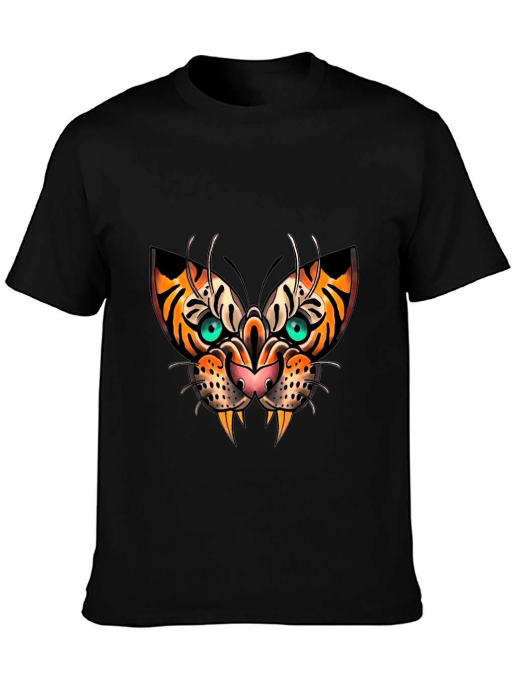 Tiger Face Graphic Print Black T-Shirt