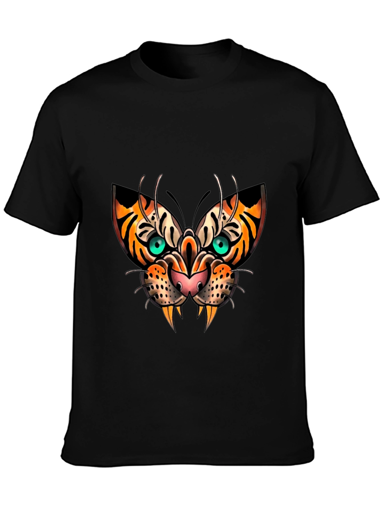 Tiger Face Graphic Print Black T-Shirt