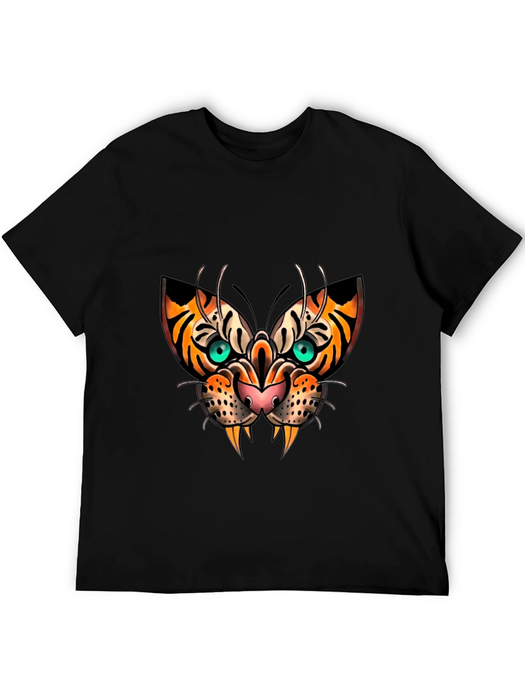 Tiger Face Graphic Print Black T-Shirt