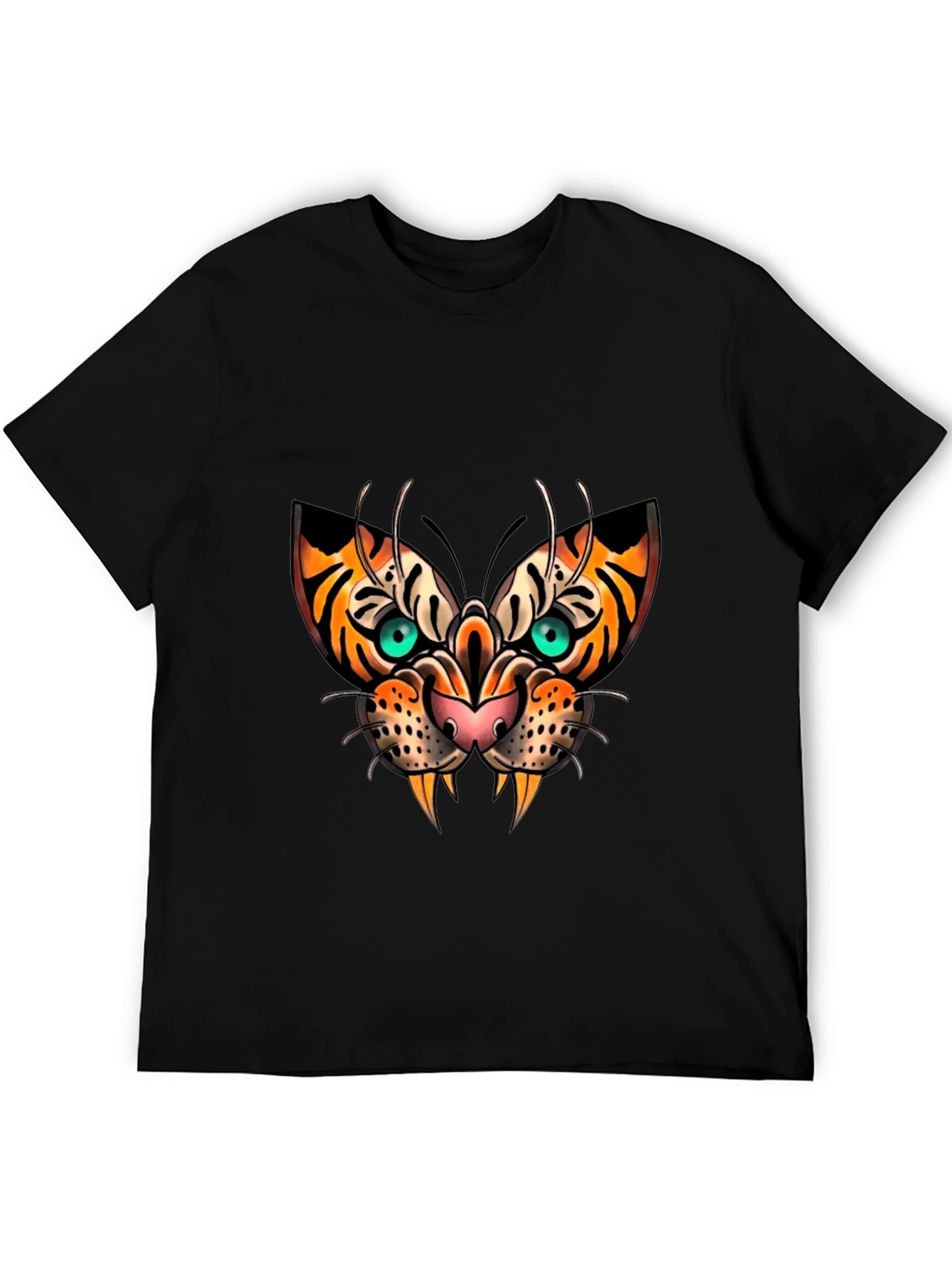 Tiger Face Graphic Print Black T-Shirt