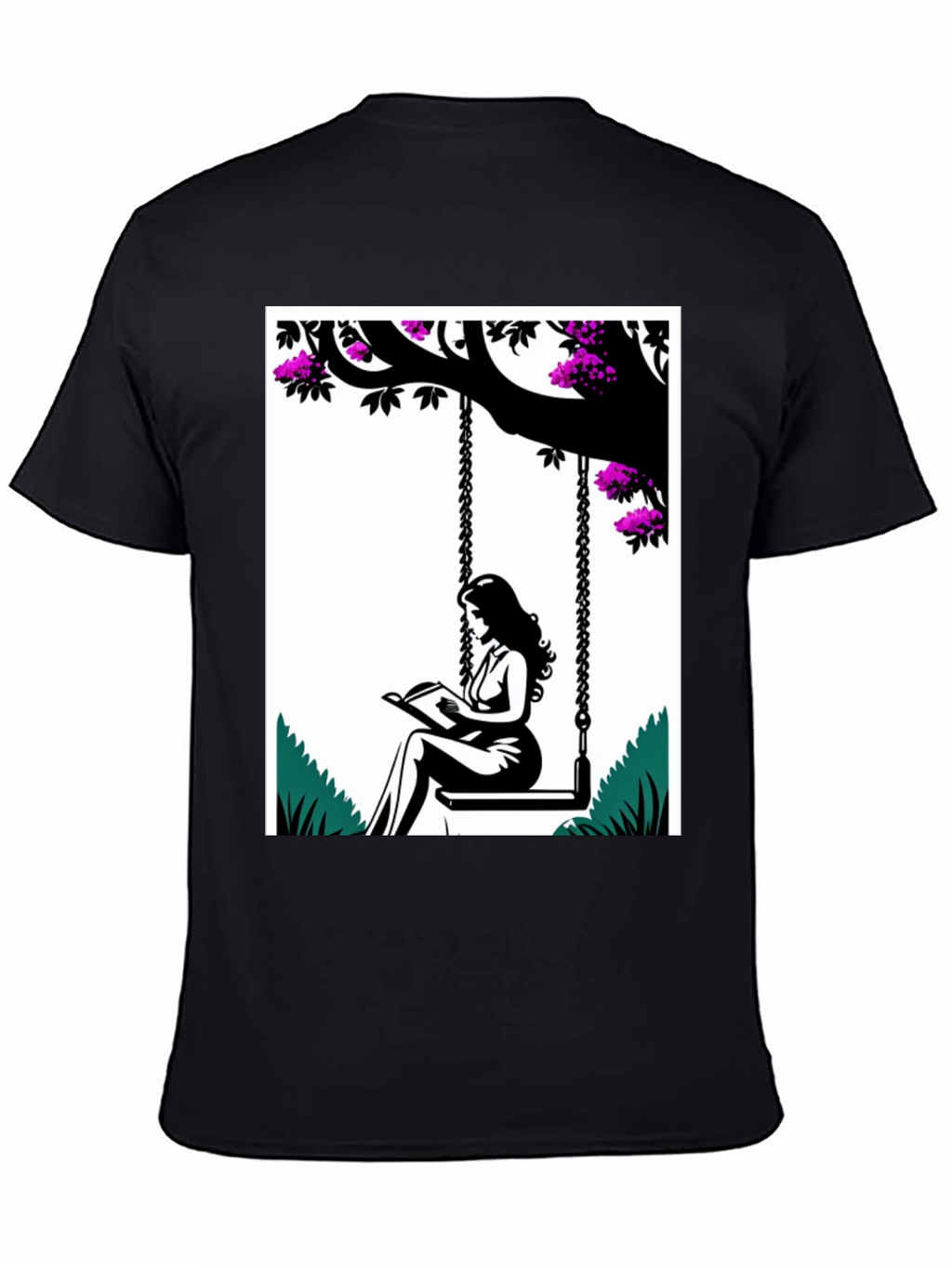 Woman Reading on a Swing Graphic Tee
