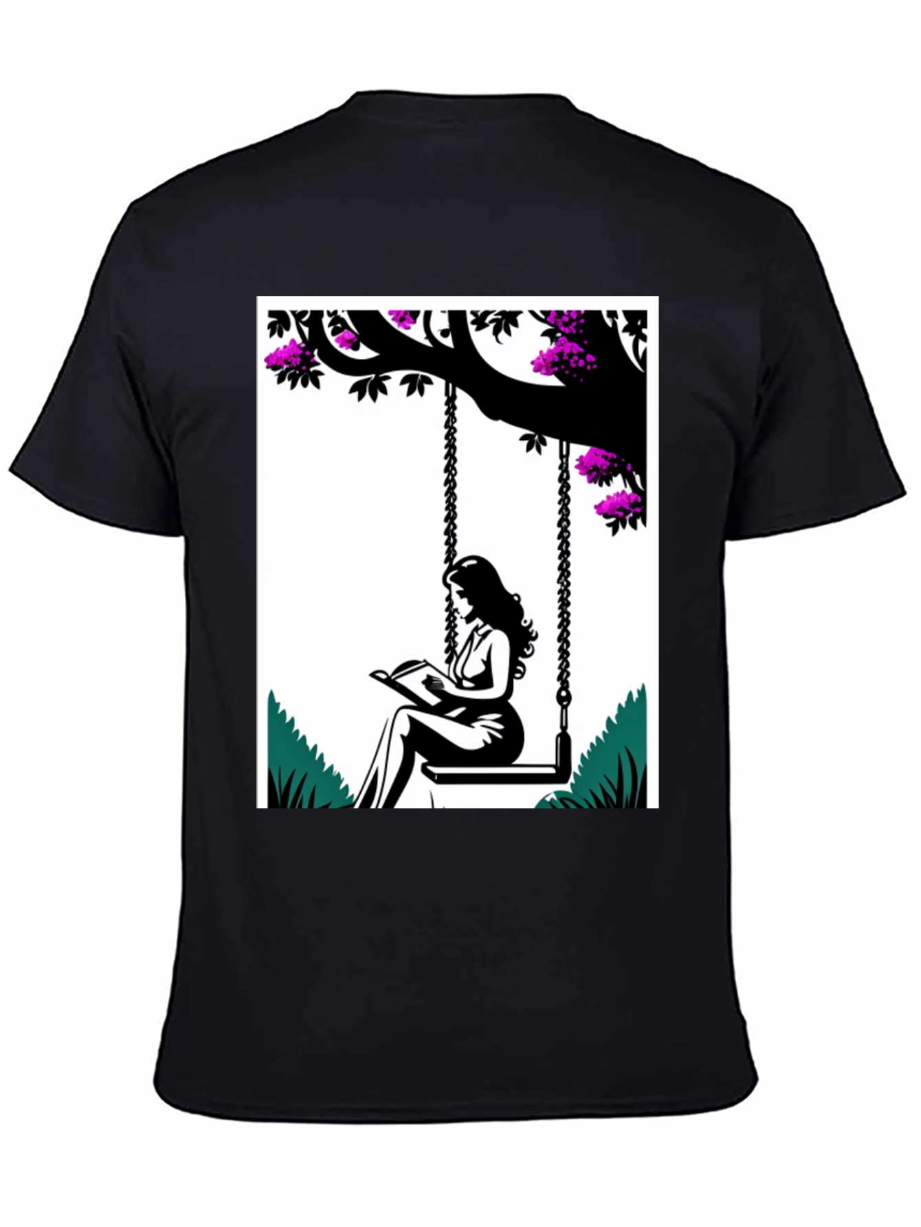 Woman Reading on a Swing Graphic Tee