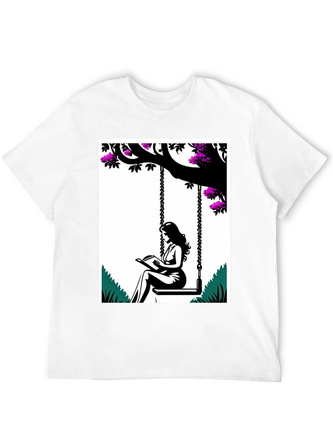 Woman Reading on a Swing Graphic Tee