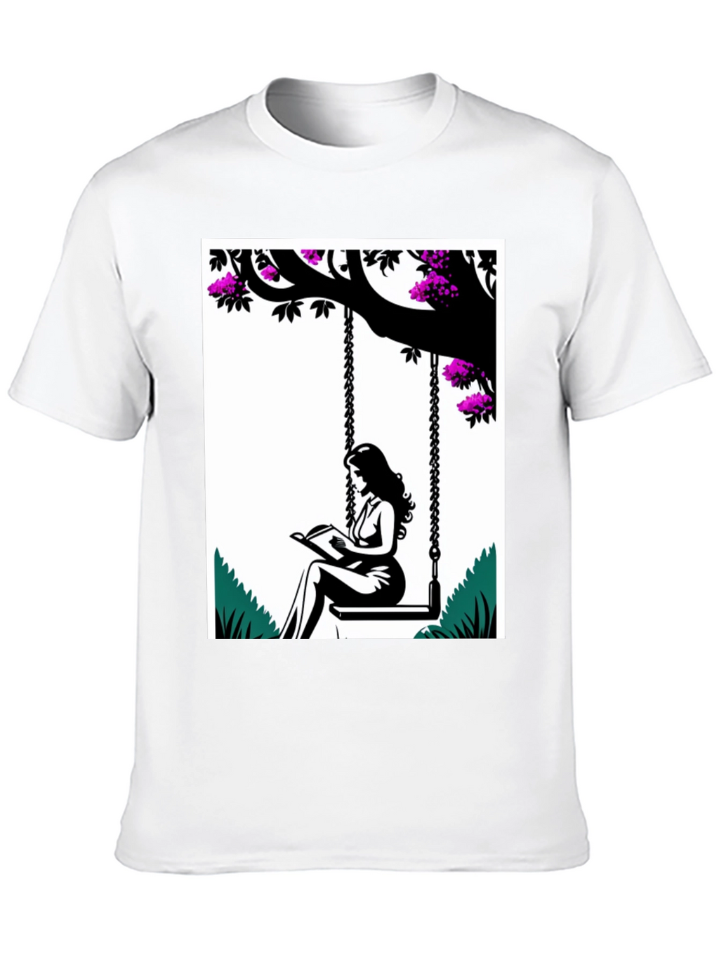 Woman Reading on a Swing Graphic Tee