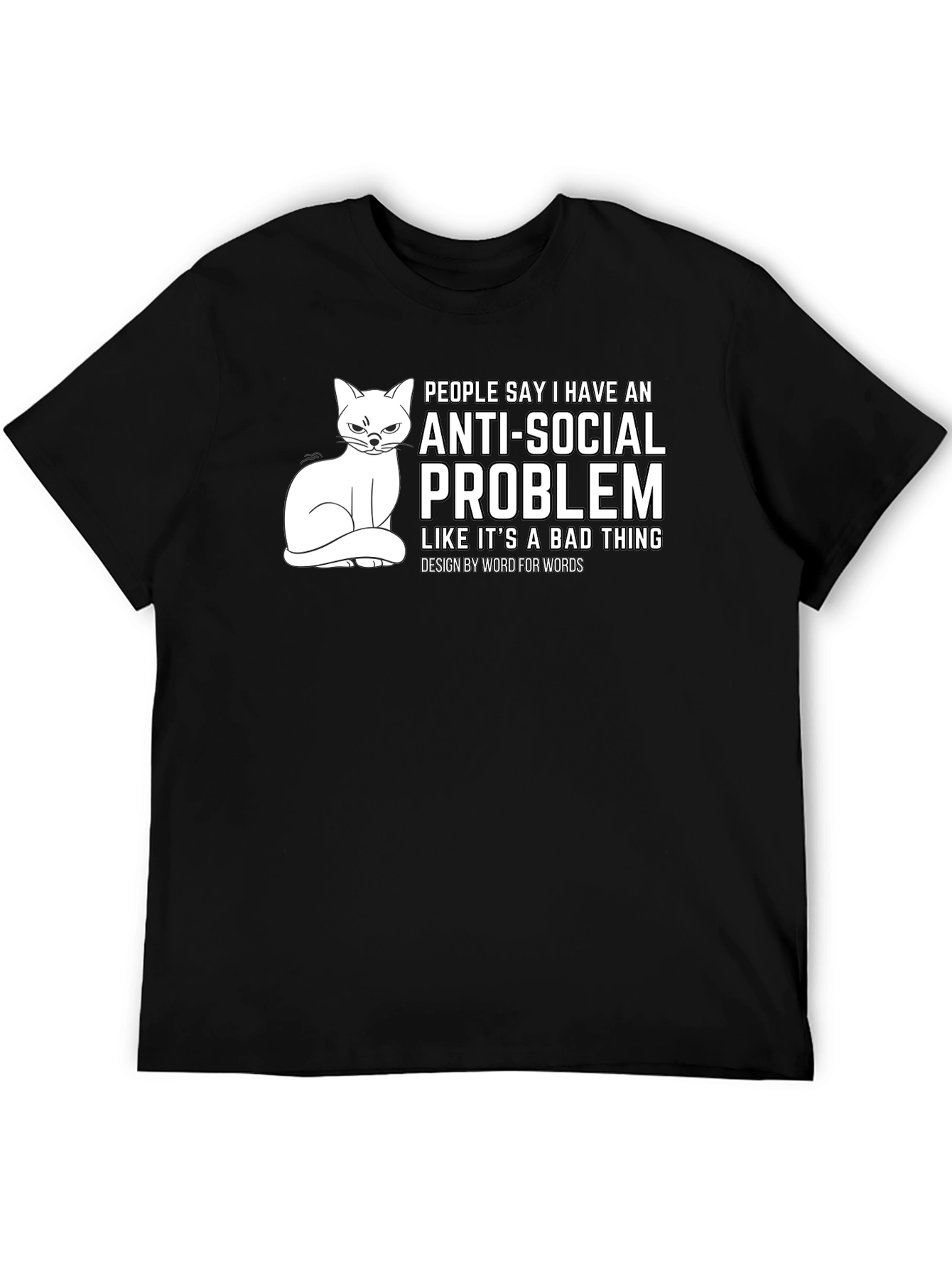 Anti-Social Problem Cat Graphic T-Shirt