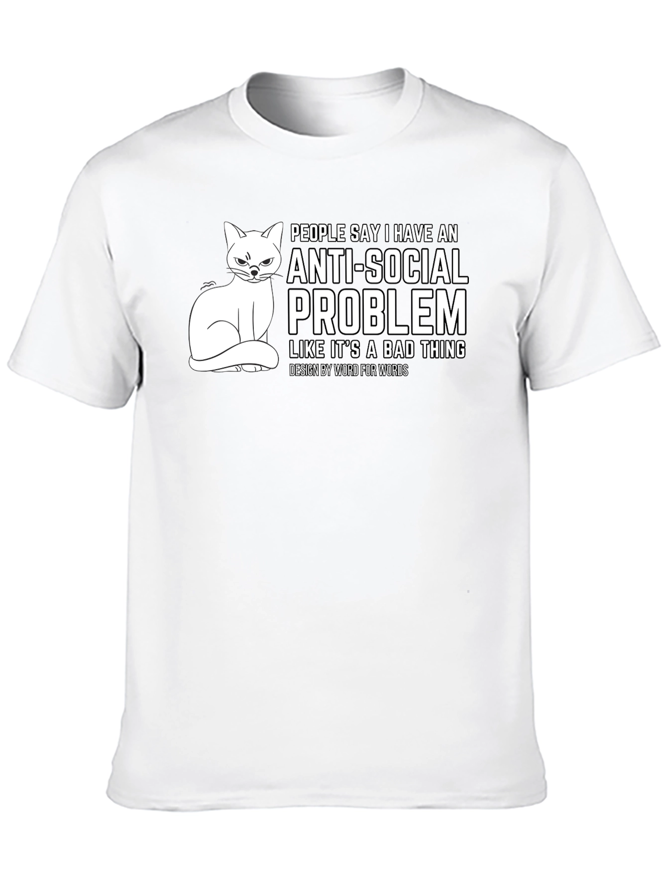Anti-Social Problem Cat Graphic T-Shirt