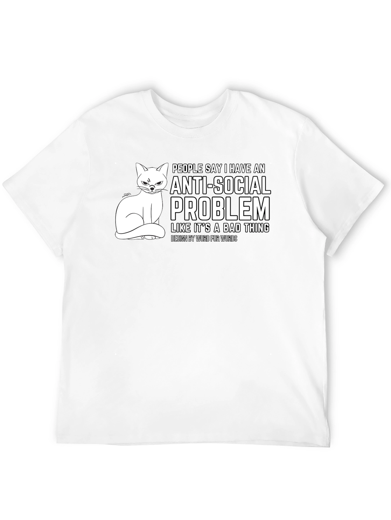 Anti-Social Problem Cat Graphic T-Shirt