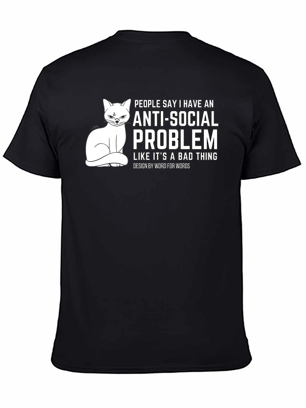 Anti-Social Problem Cat Graphic T-Shirt