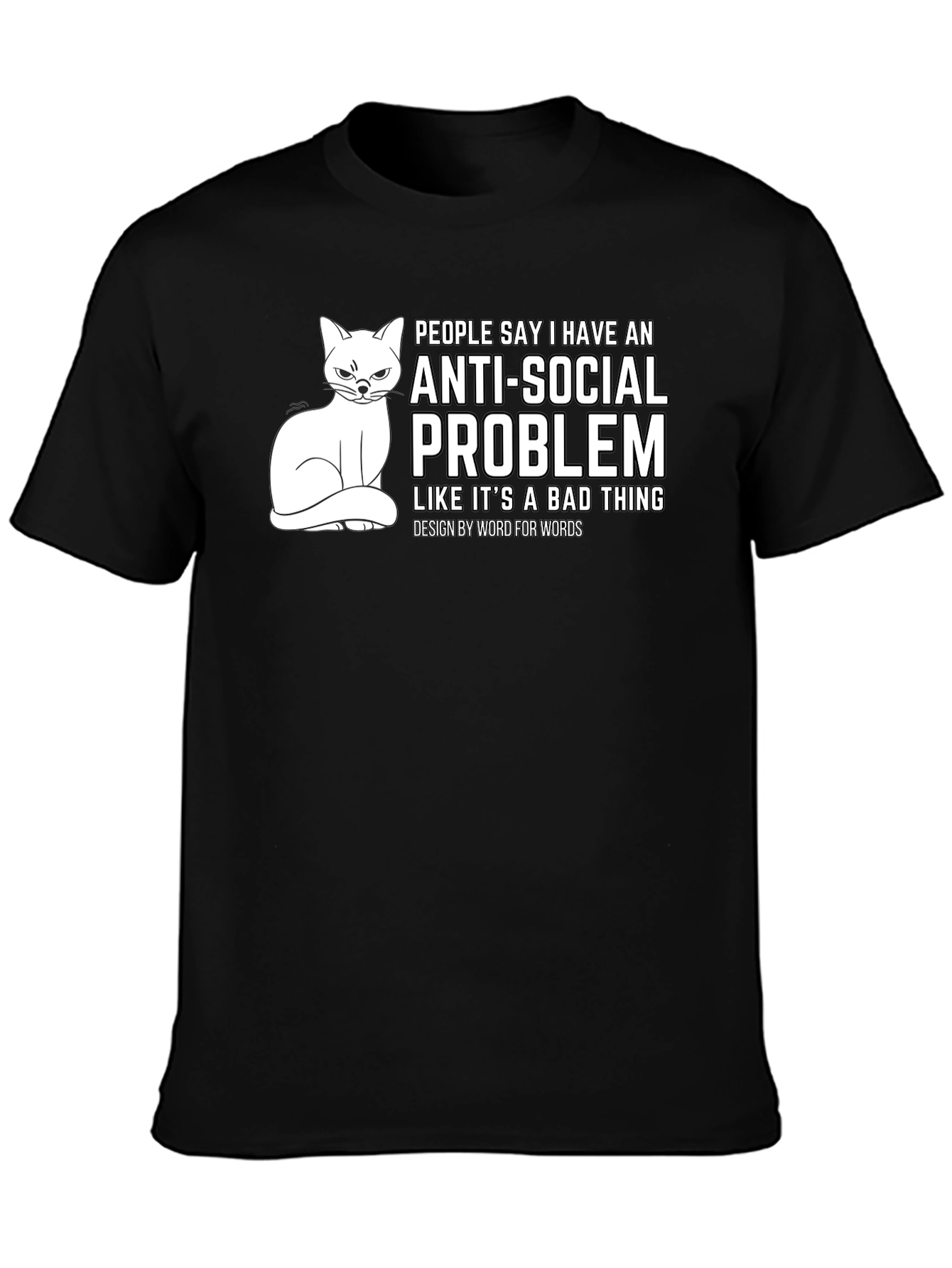 Anti-Social Problem Cat Graphic T-Shirt