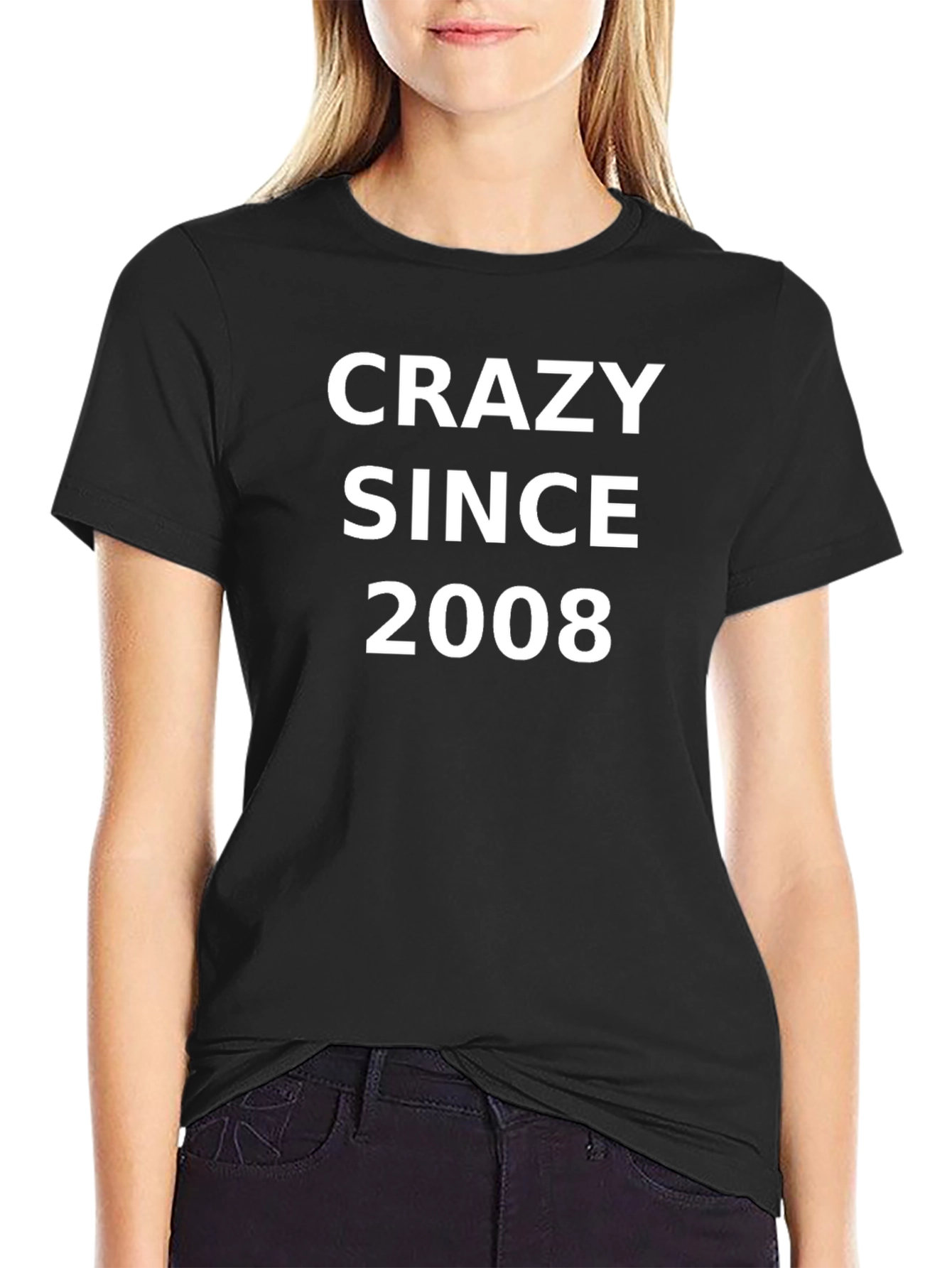 Crazy Since 2008 Graphic T-Shirt - Black Cotton Tee