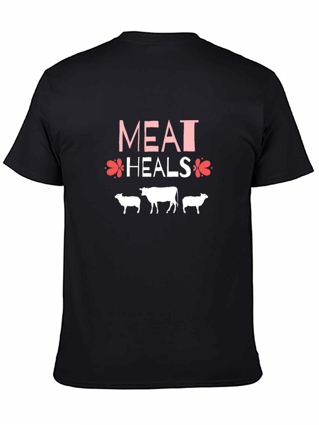 Meat Heals T-Shirt Black Cotton Blend Casual