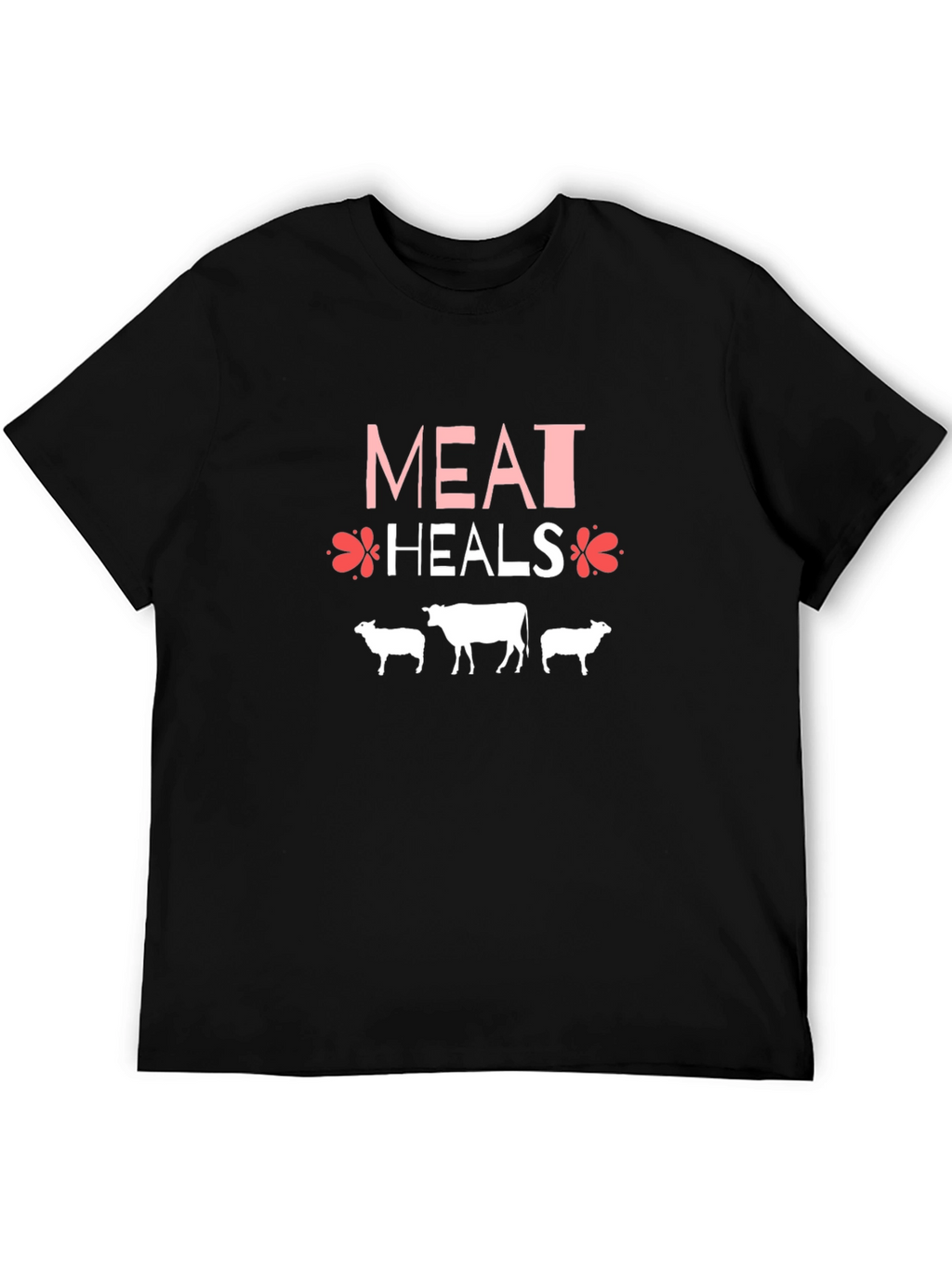Meat Heals T-Shirt Black Cotton Blend Casual