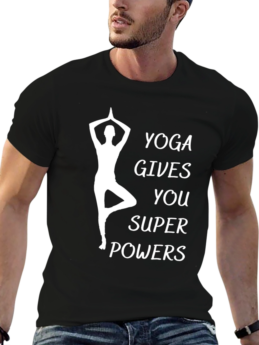 Yoga Gives You Super Powers Black T-Shirt